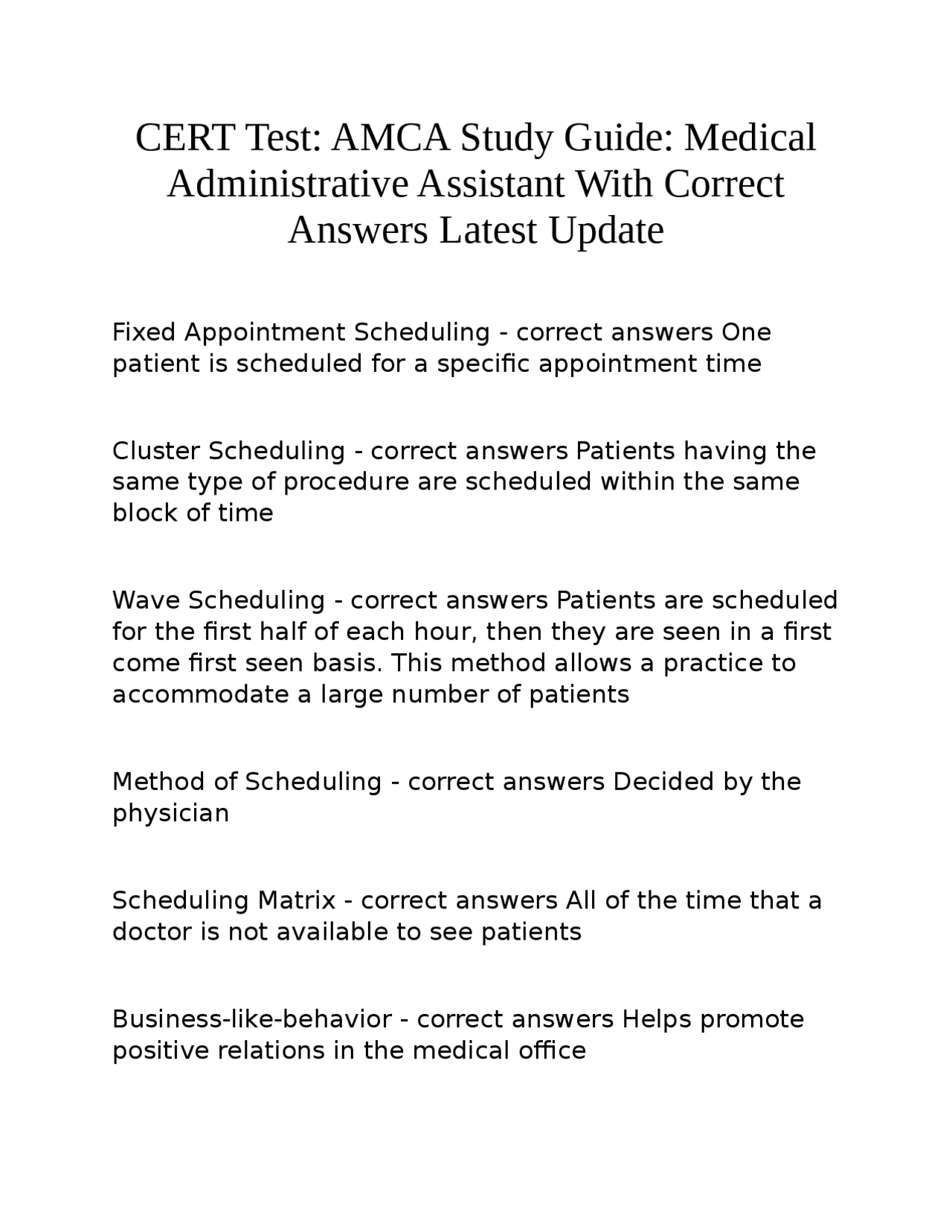 CERT Test AMCA Study Guide Medical Administrative Assistant With ...