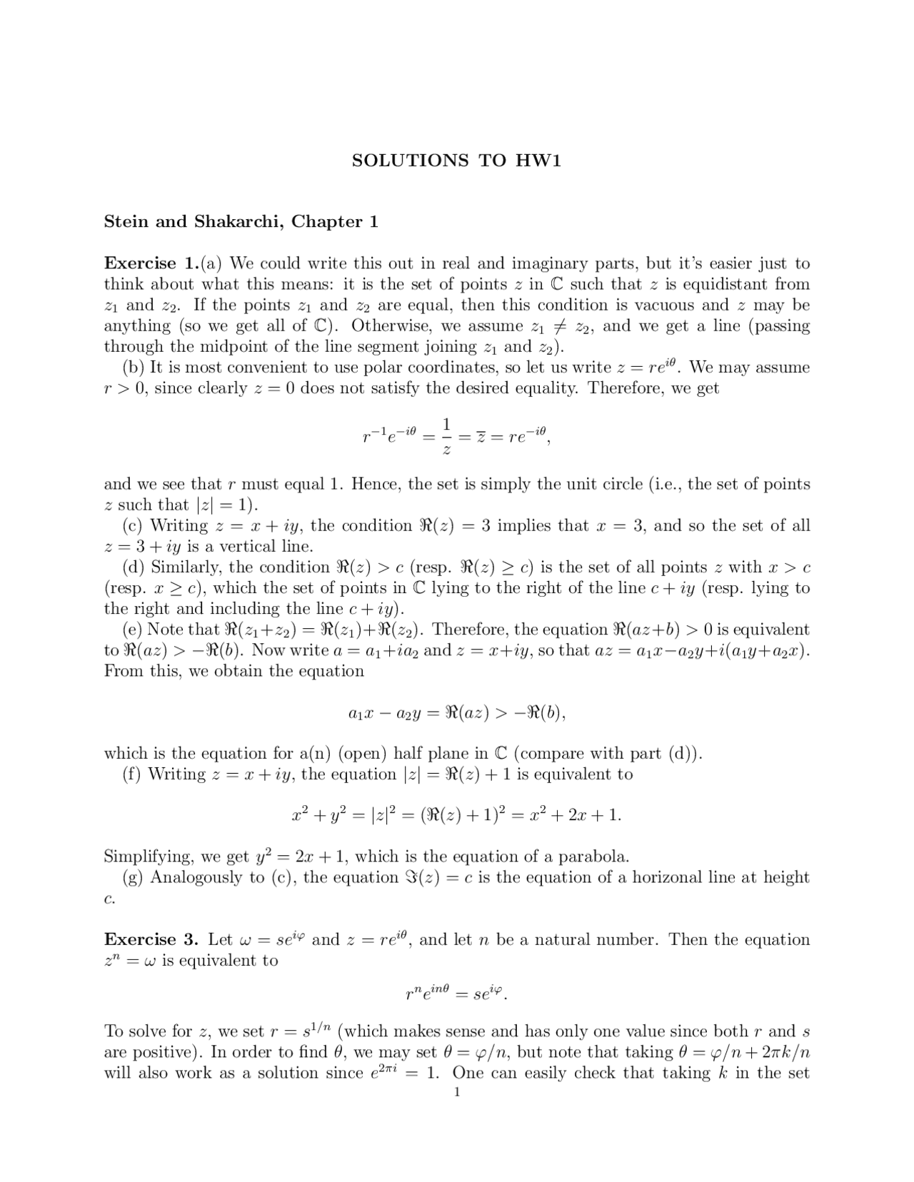 Solutions to Homework 1: Stein and Shakarchi, Chapter 1 | Exercises ...