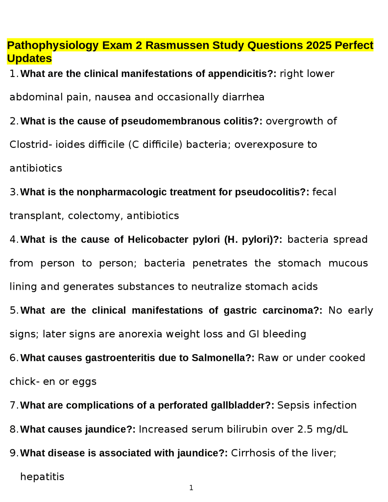 Pathophysiology Exam 2 Rasmussen Study Questions 2025 Perfect Updates ...