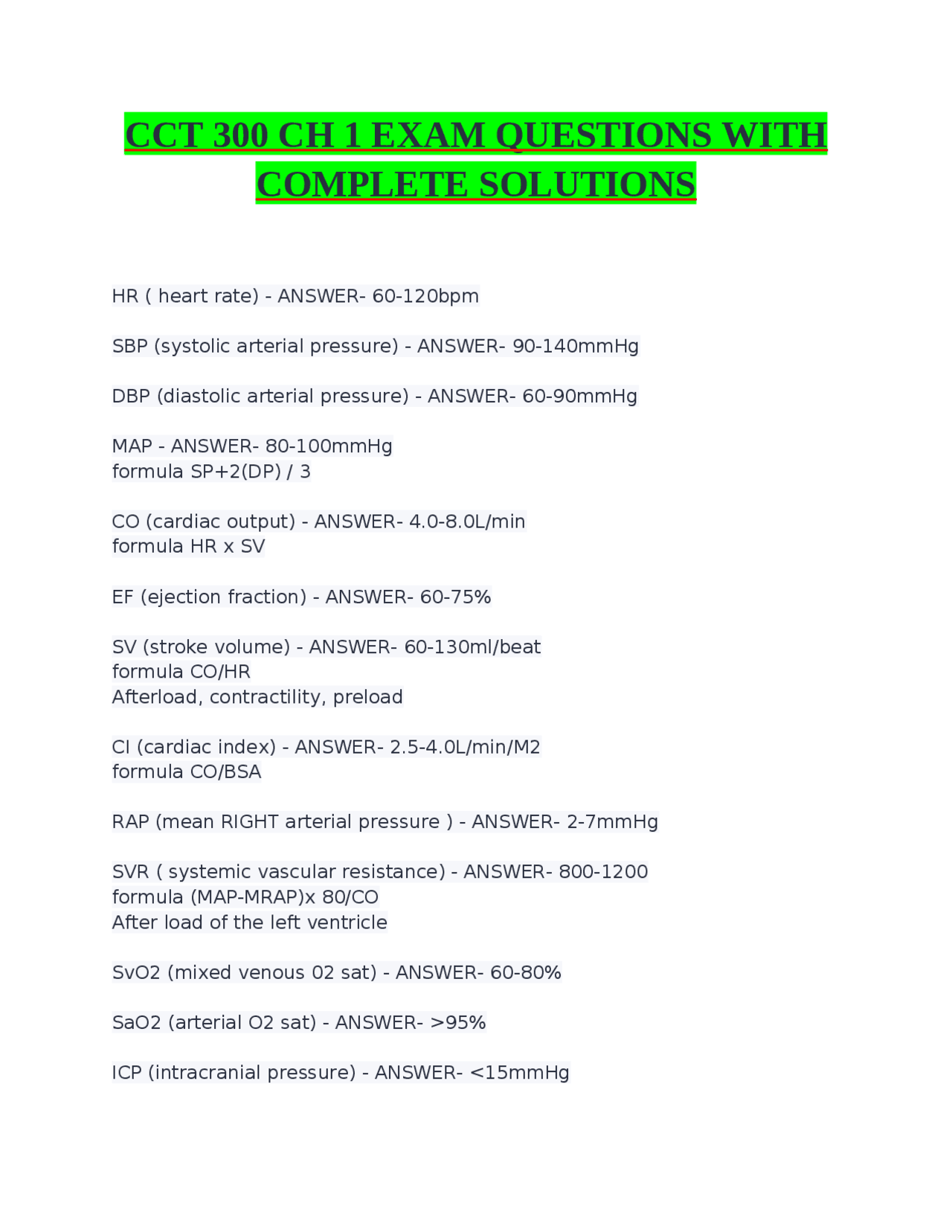 CCT 300 CH 1 EXAM QUESTIONS WITH COMPLETE SOLUTIONS | Exams Nursing ...