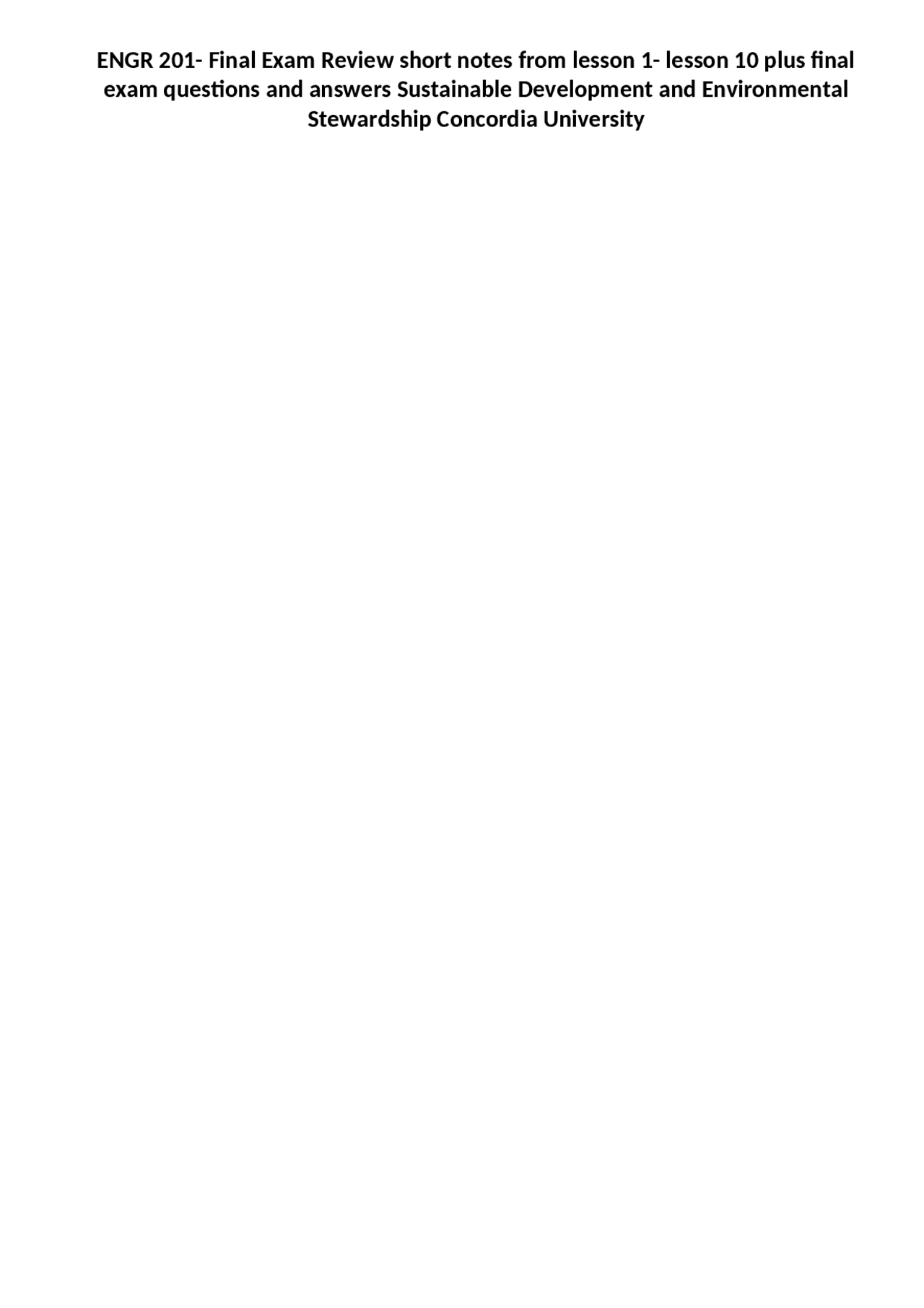 ENGR 201- Final Exam Review short notes from lesson 1- lesson 10 plus ...