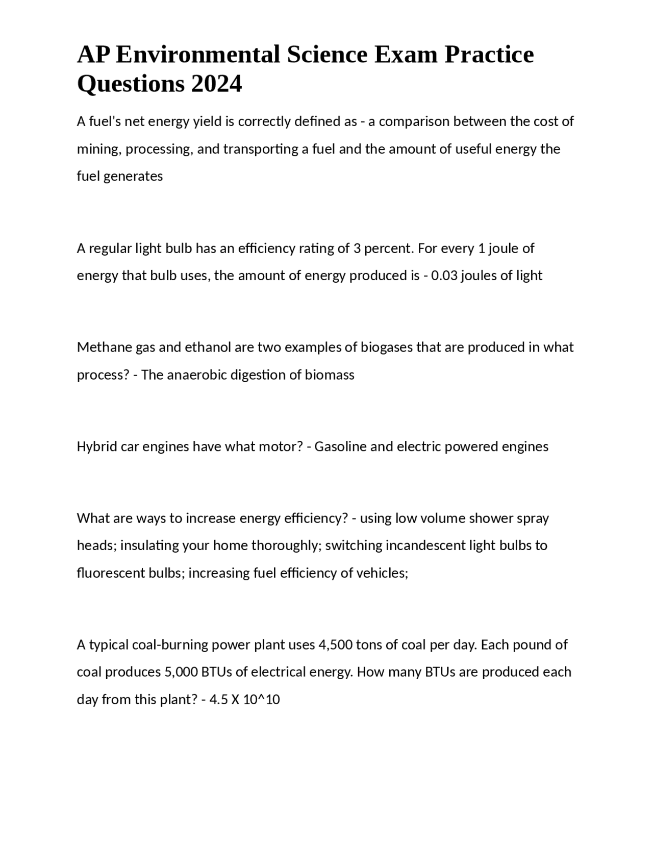 AP Environmental Science Exam Practice Questions 2024 | Exams Nursing ...