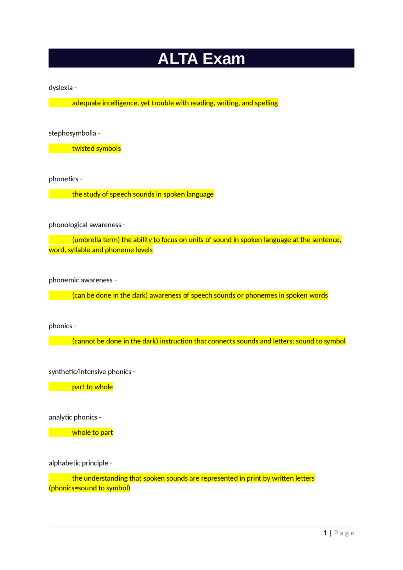 ALTA Exam ALTA Exam ALTA Exam ALTA Exam | Exams English Philology | Docsity