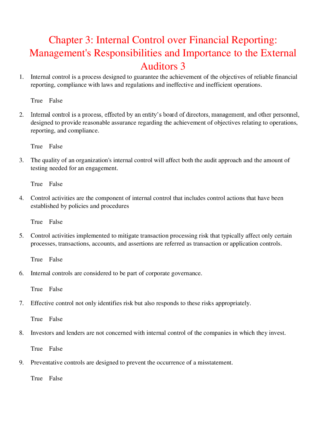 Chapter 3. Internal Control over Financial Reporting, Responsibilities ...