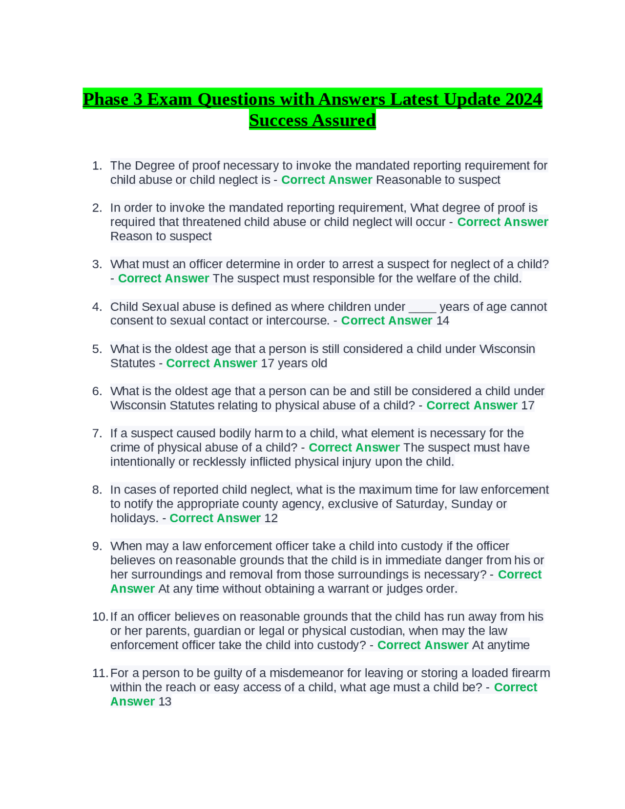 Phase 3 Exam Questions With Answers Latest Update 2024 Success Assured Exams Nursing Docsity Phase 3 Exam Questions With Answers Latest Update 2024 Success Assured Exams Nursing Docsity
