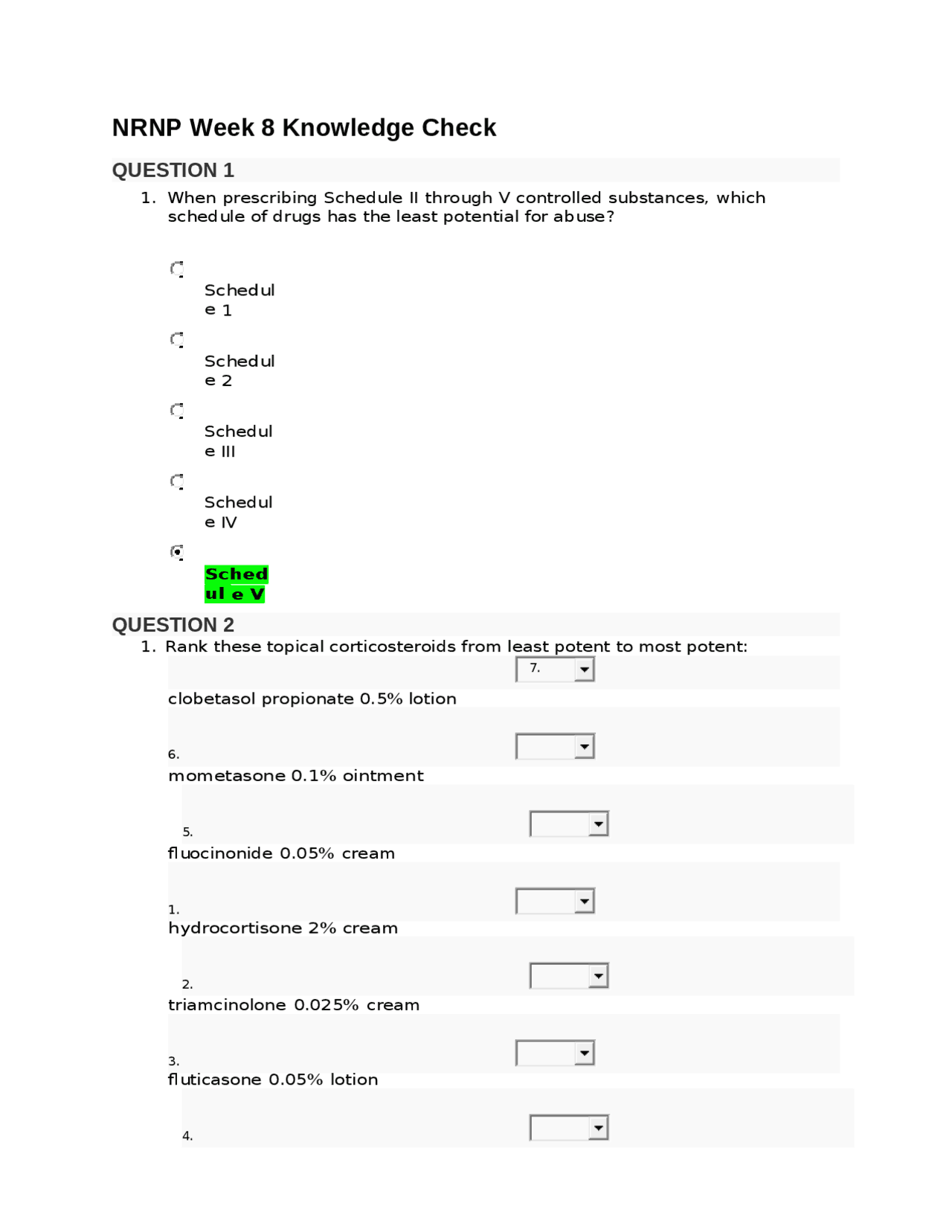 NRNP 6568 Week 8 Quiz - Knowledge Check - 10 out of 10 Points | Quizzes ...