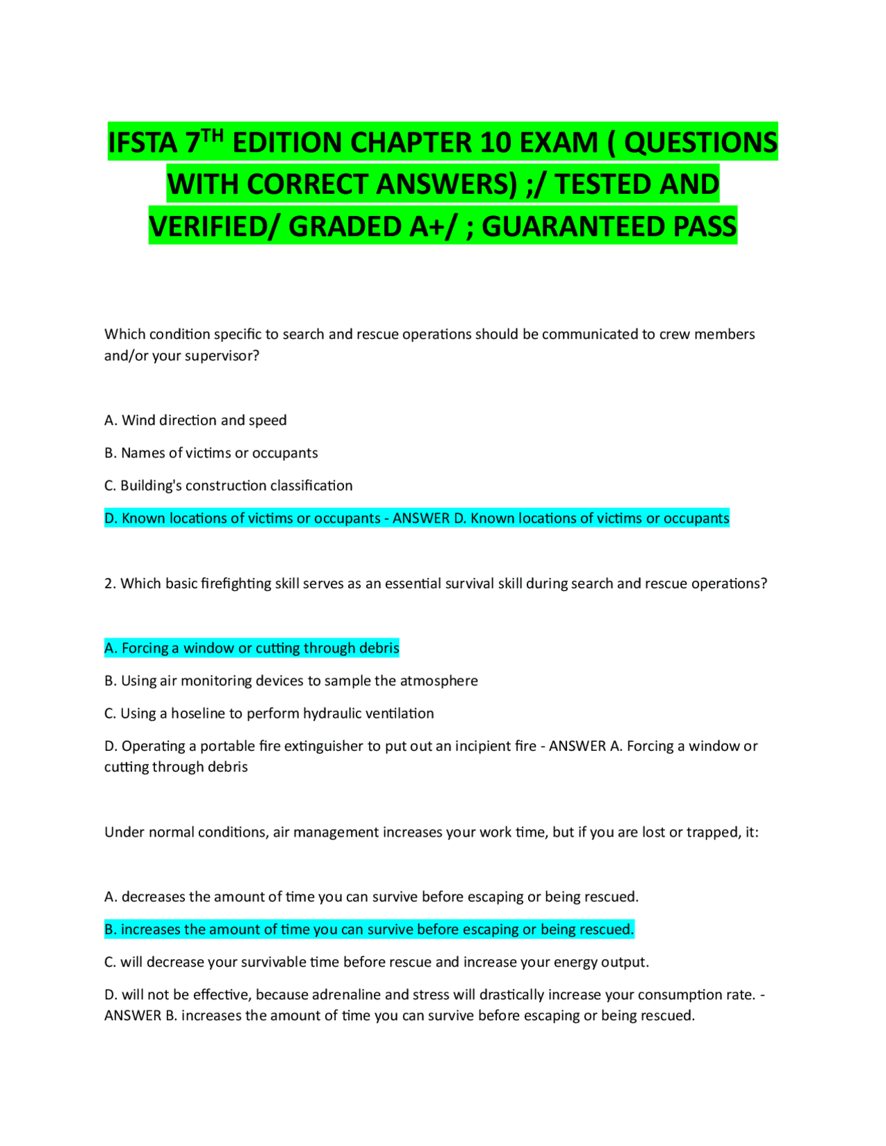 IFSTA 7TH EDITION CHAPTER 10 EXAM ( QUESTIONS WITH CORRECT ANSWERS ...
