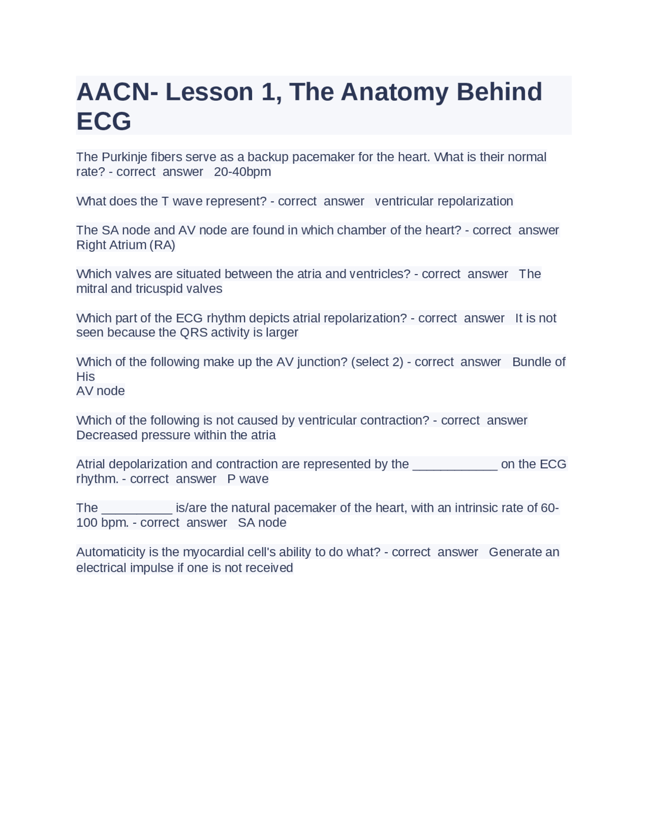 AACN Question and answers already passed 2024/2025 | Exams Nursing ...