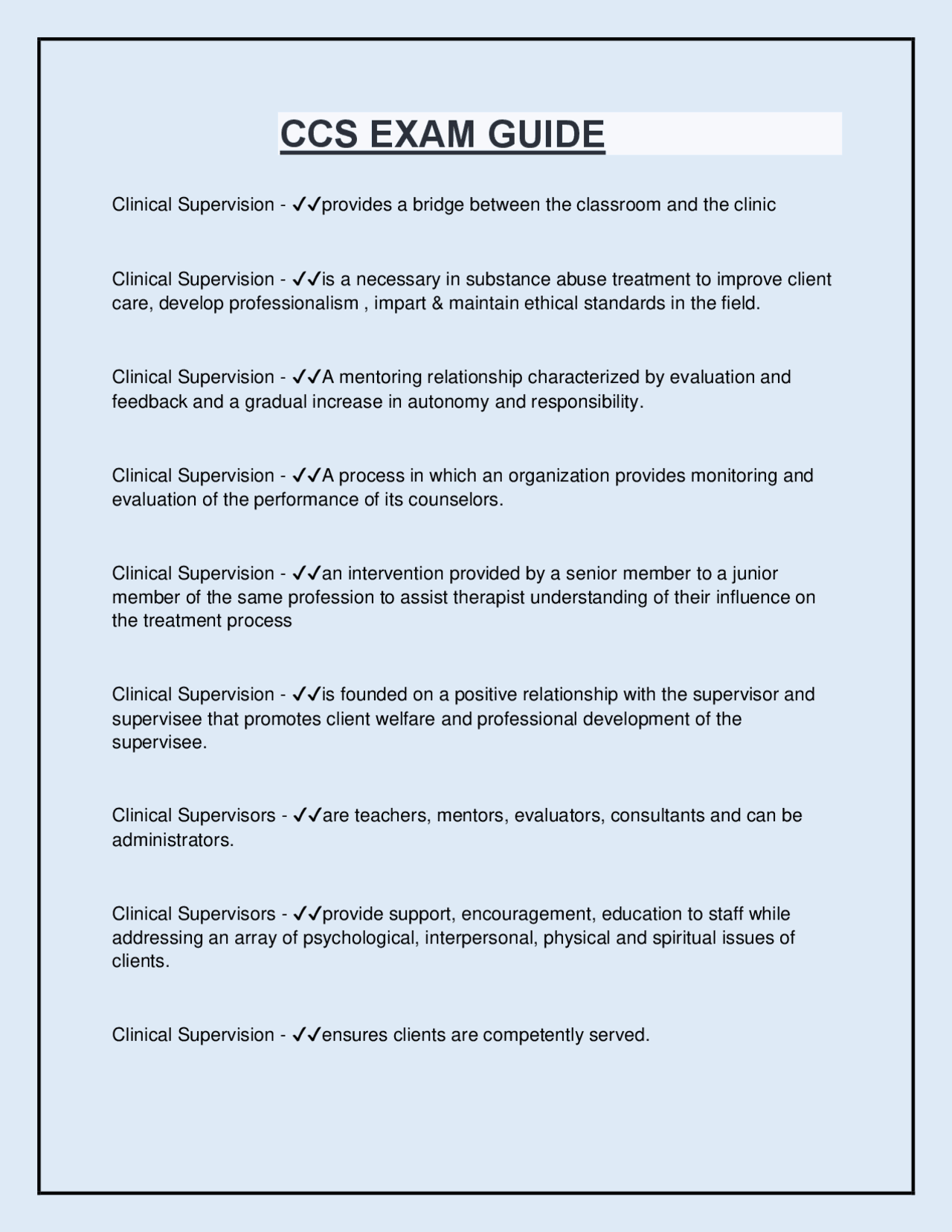 CCS EXAM GUIDE WITH CORRECT ANSWERS | Exams Clinical Medicine | Docsity