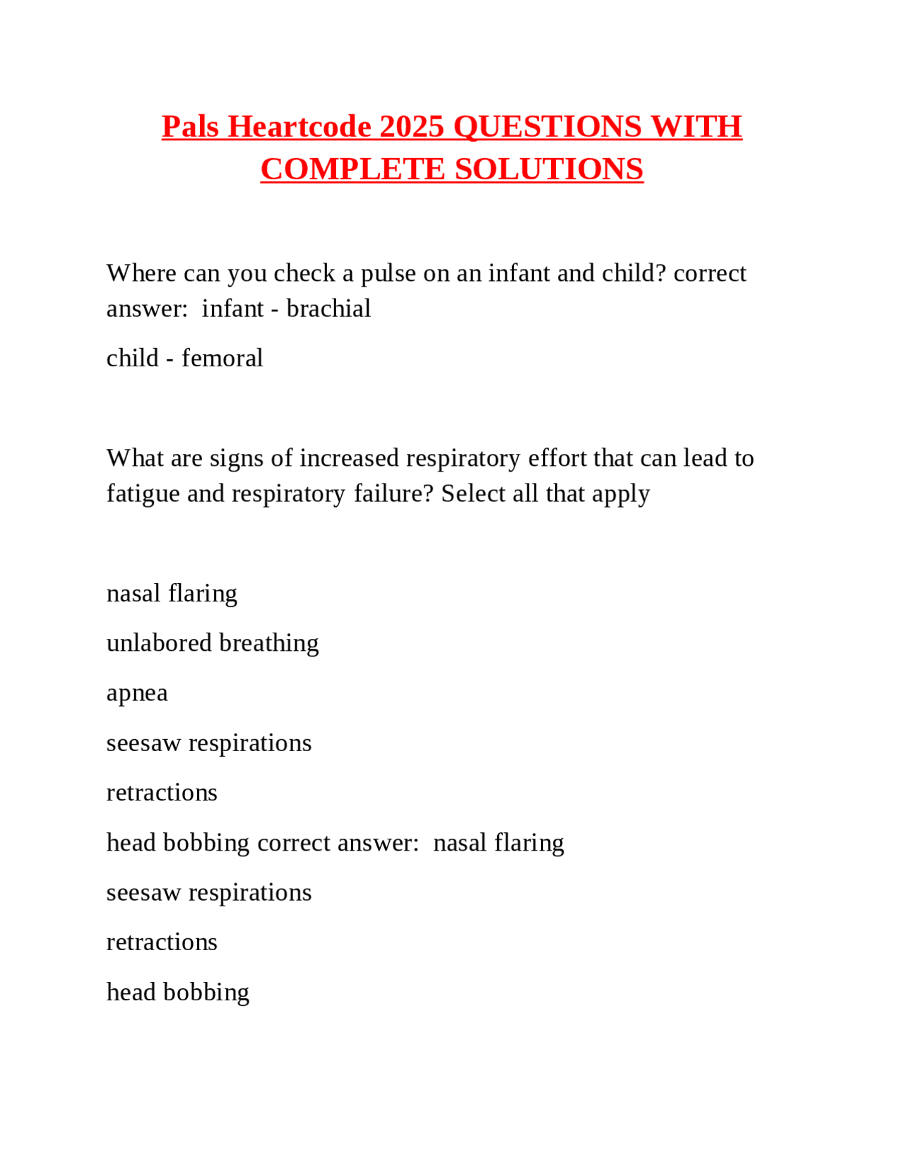 Pals Heartcode 2025 Questions With Complete Solutions Exams Nursing Docsity Pals Heartcode 2025 Questions With Complete Solutions Exams Nursing Docsity