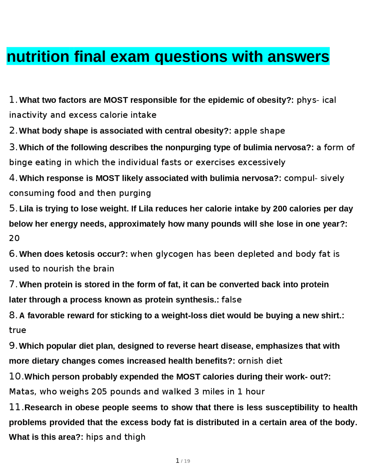 NUTRITION FINAL EXAM QUESTIONS AND ANSWERS PDF FREE DOWNLOAD visual data 6