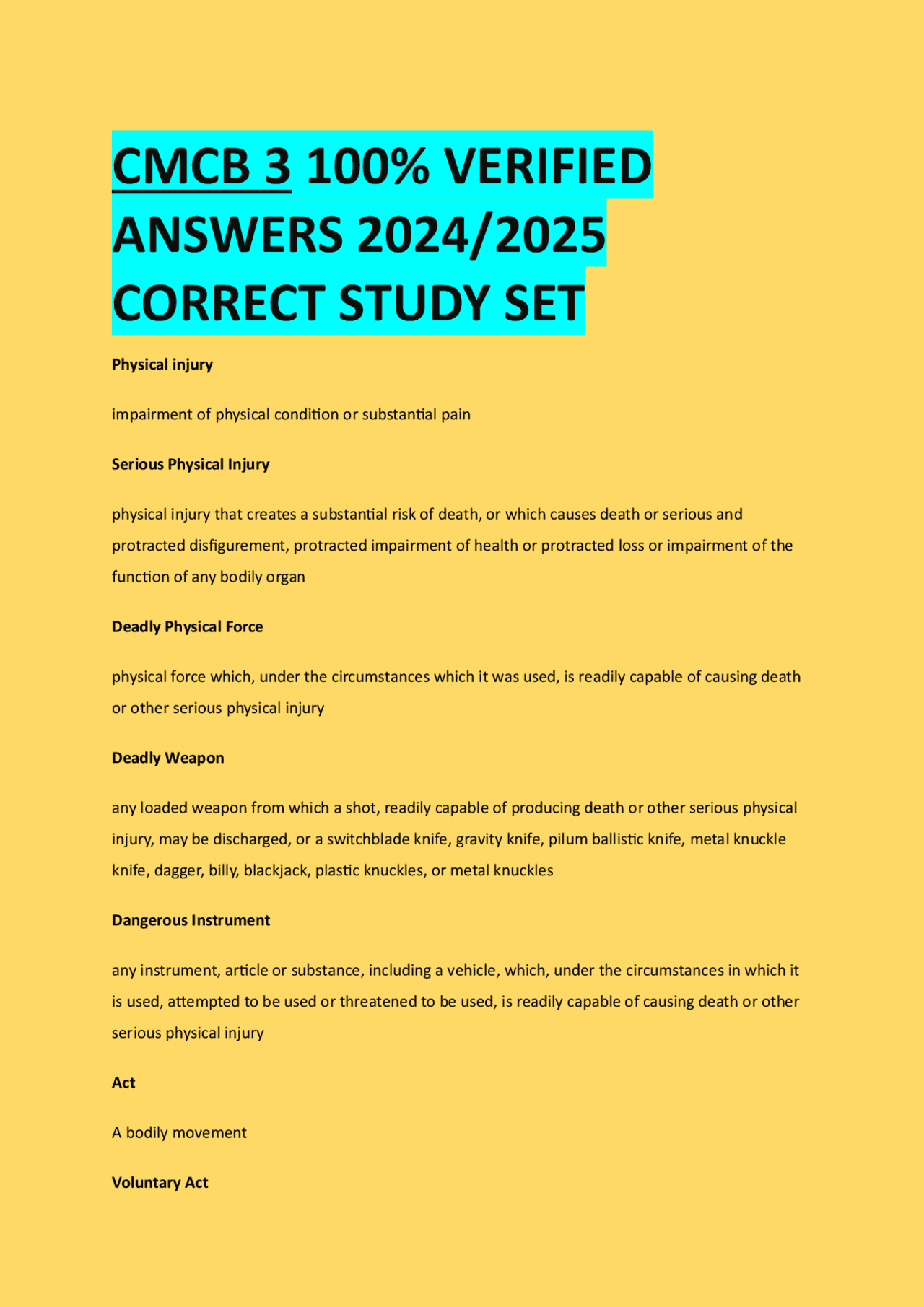 CMCB 3 100% VERIFIED ANSWERS 2024/2025 CORRECT STUDY SET | Exams ...
