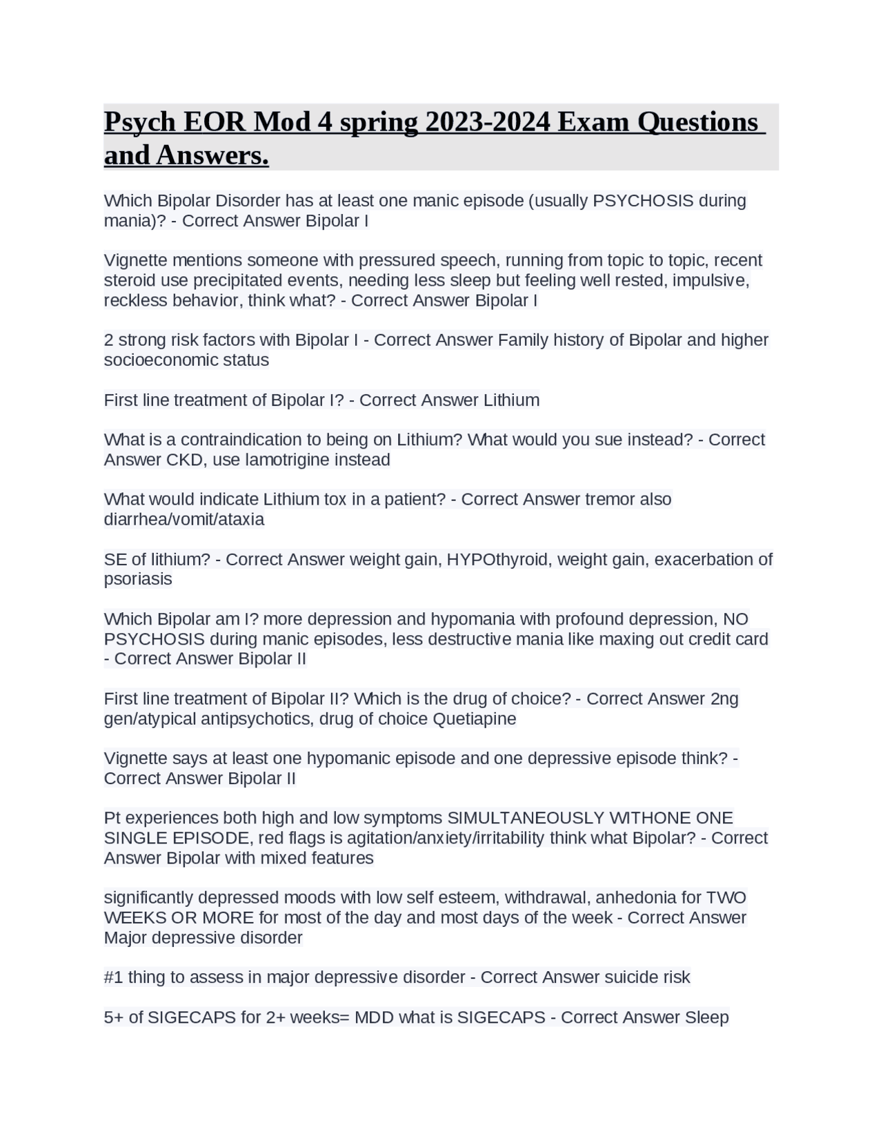 Comprehensive Guide to Mental Health Disorders and Treatments | Exams ...