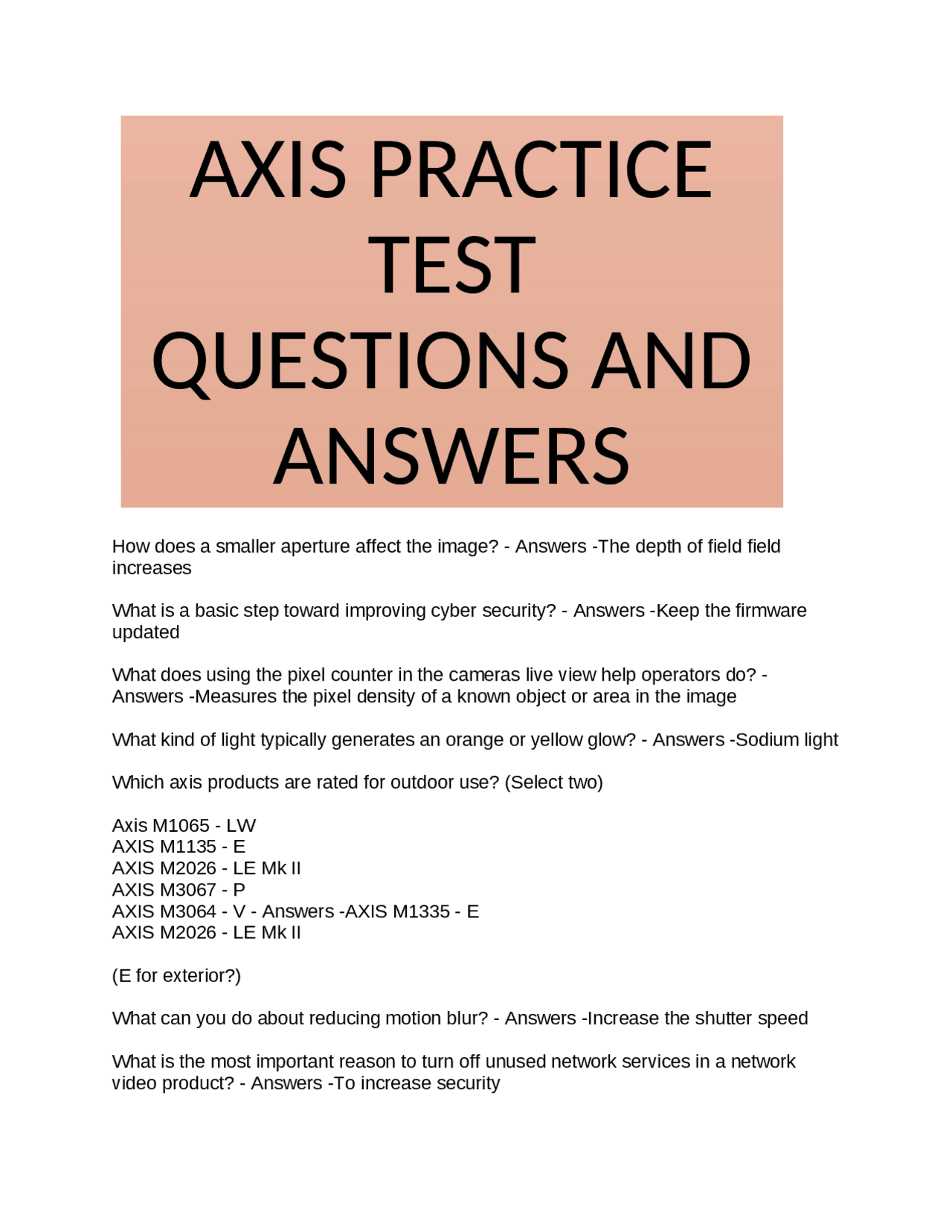 AXIS Practice Test Questions and Answers | Exams Science education ...