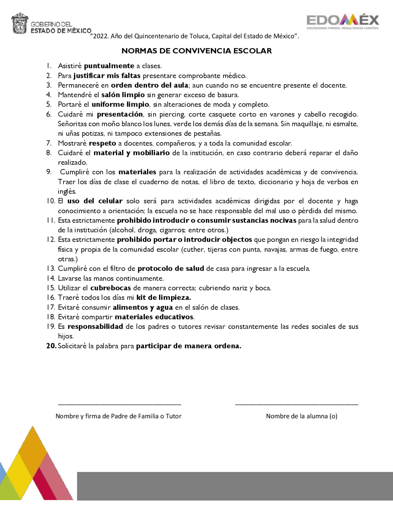 NORMAS DE CONVIVENCIA | Ejercicios de Lengua y Literatura | Docsity