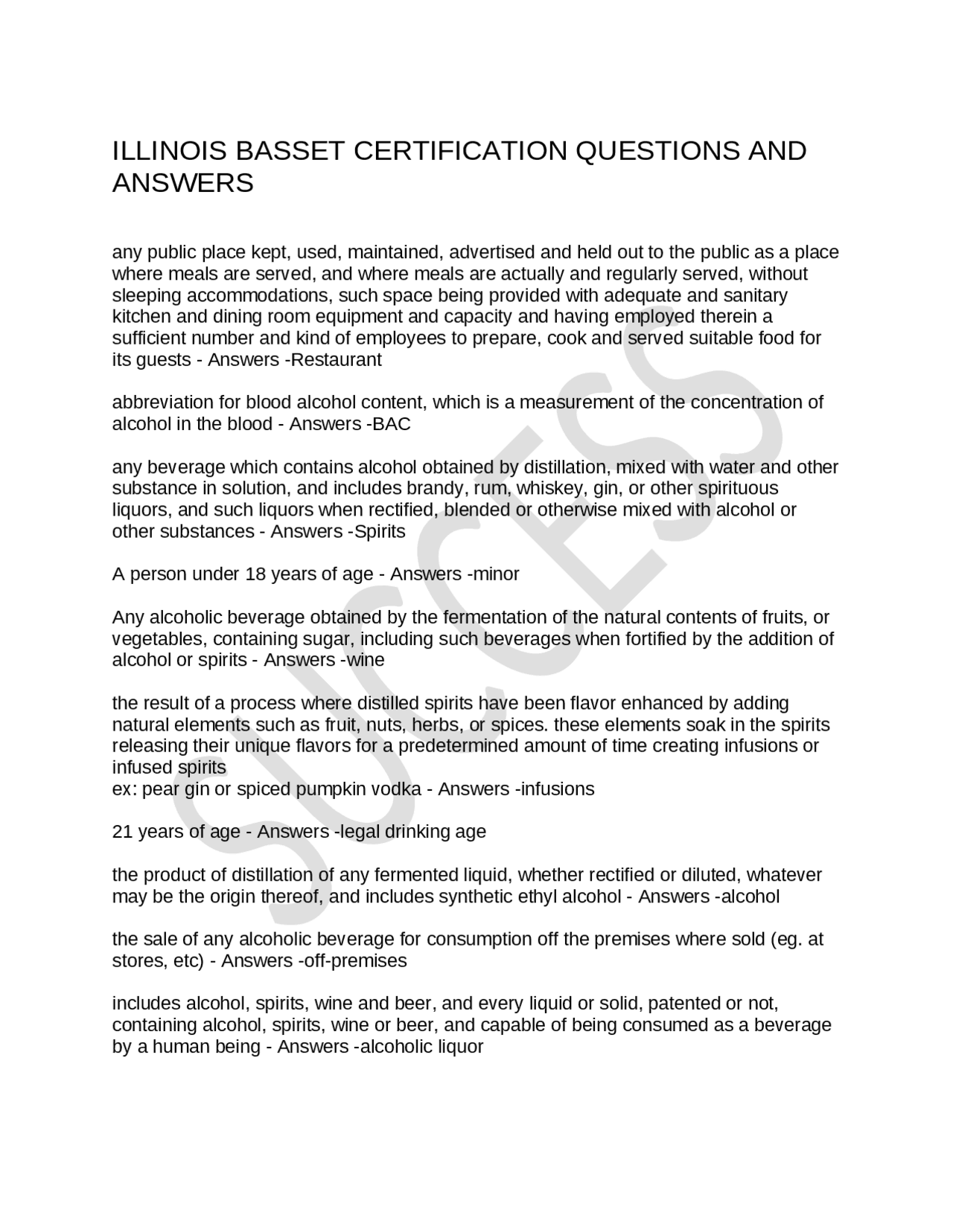 ILLINOIS BASSET CERTIFICATION QUESTIONS AND ANSWERS | Exams Social Sciences  | Docsity