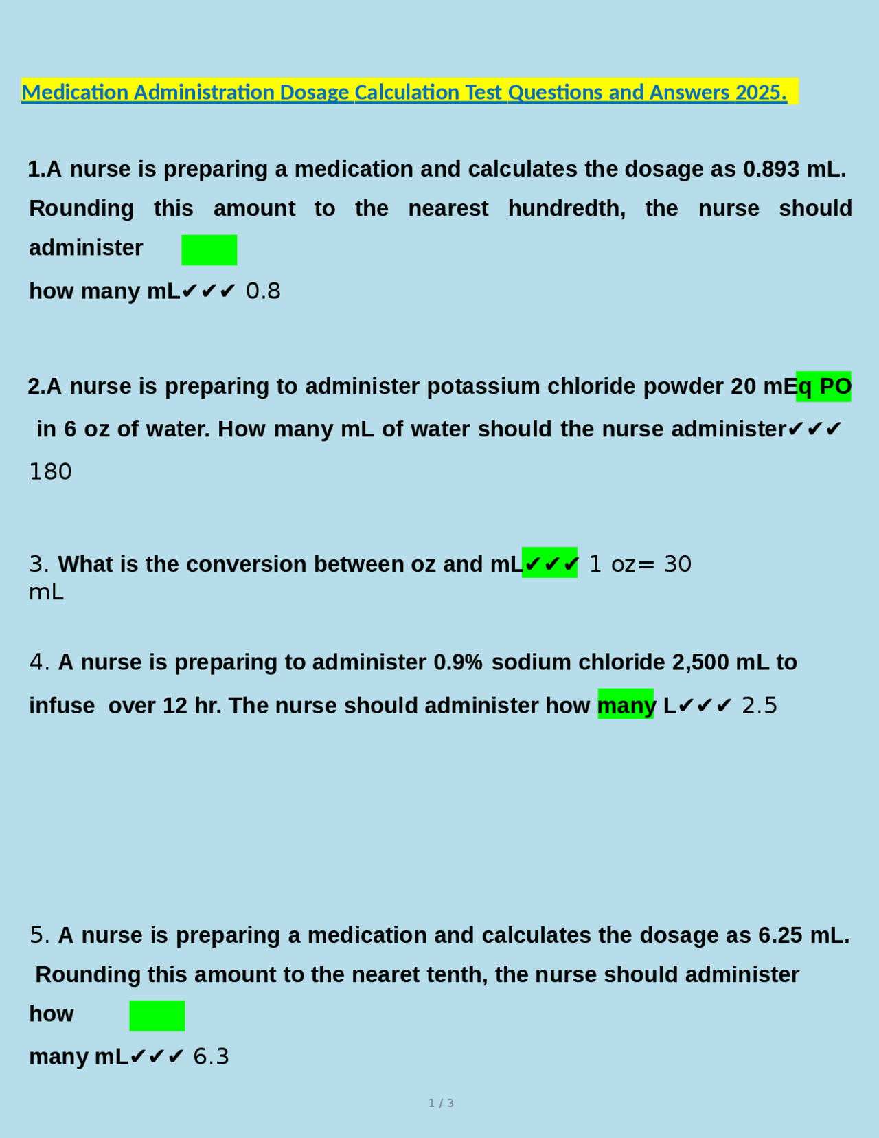 Medication Administration Test Questions And Answers