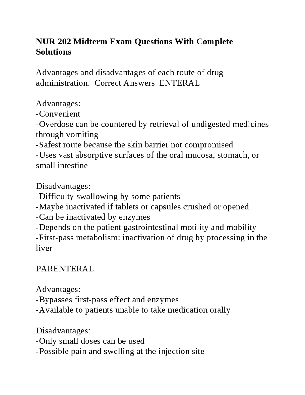 NUR 202 Midterm Exam Questions With Complete Solutions | Exams Nursing ...