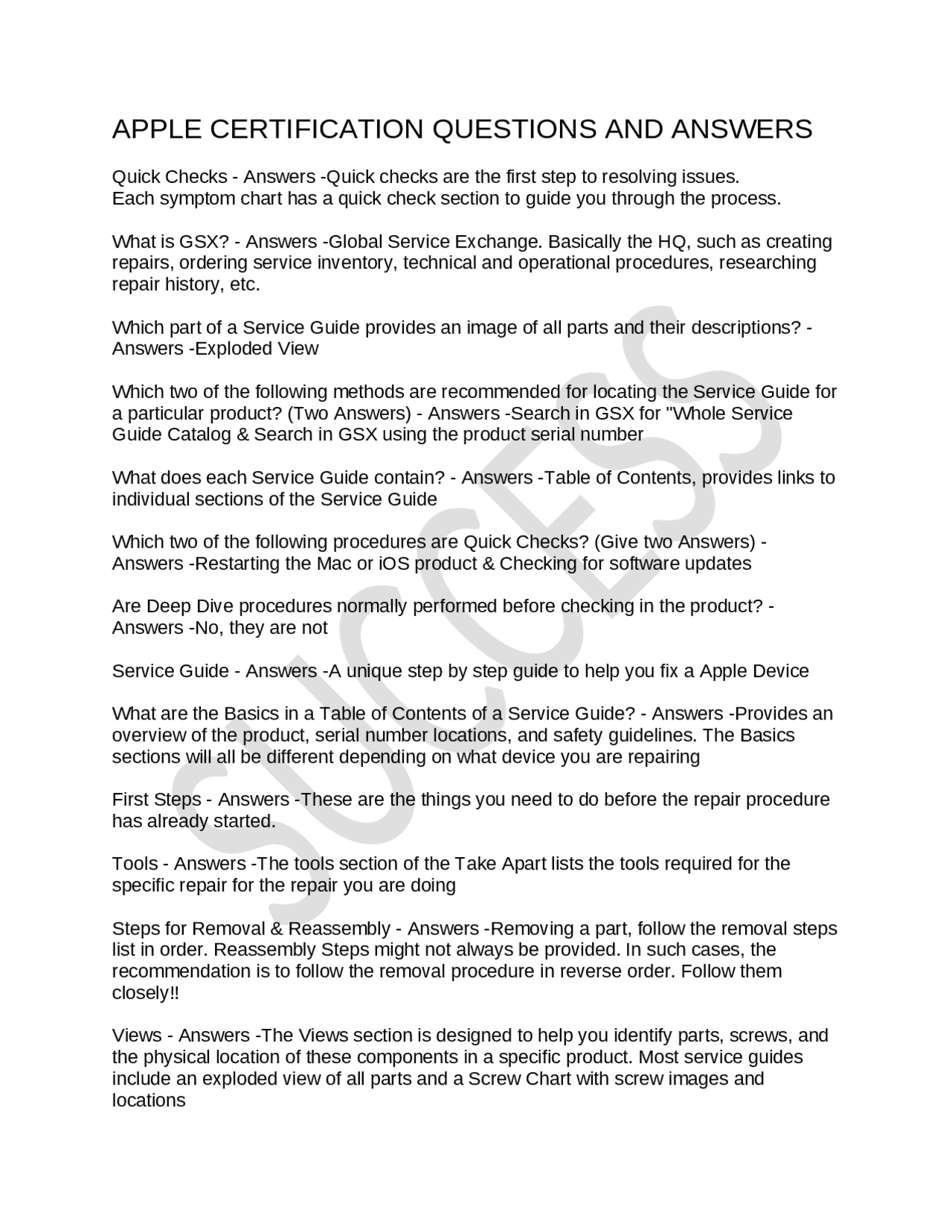 APPLE CERTIFICATION QUESTIONS AND ANSWERS | Exams Computer Science ...