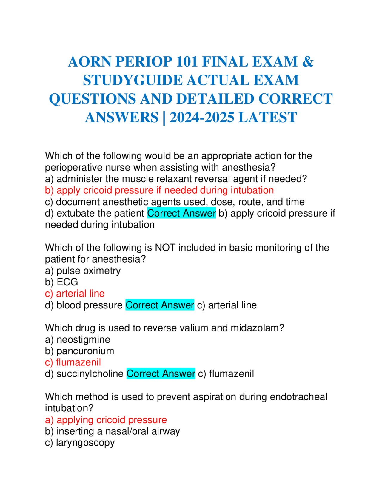 AORN PERIOP 101 FINAL EXAM & STUDYGUIDE ACTUAL EXAM 2025 QUESTIONS ...