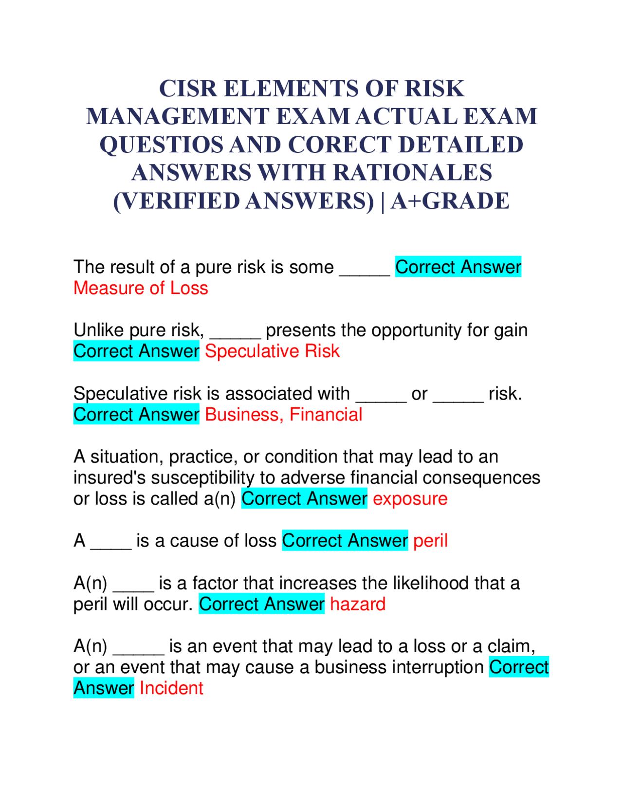 Risk Identification and Management Techniques | Exams Business Systems ...