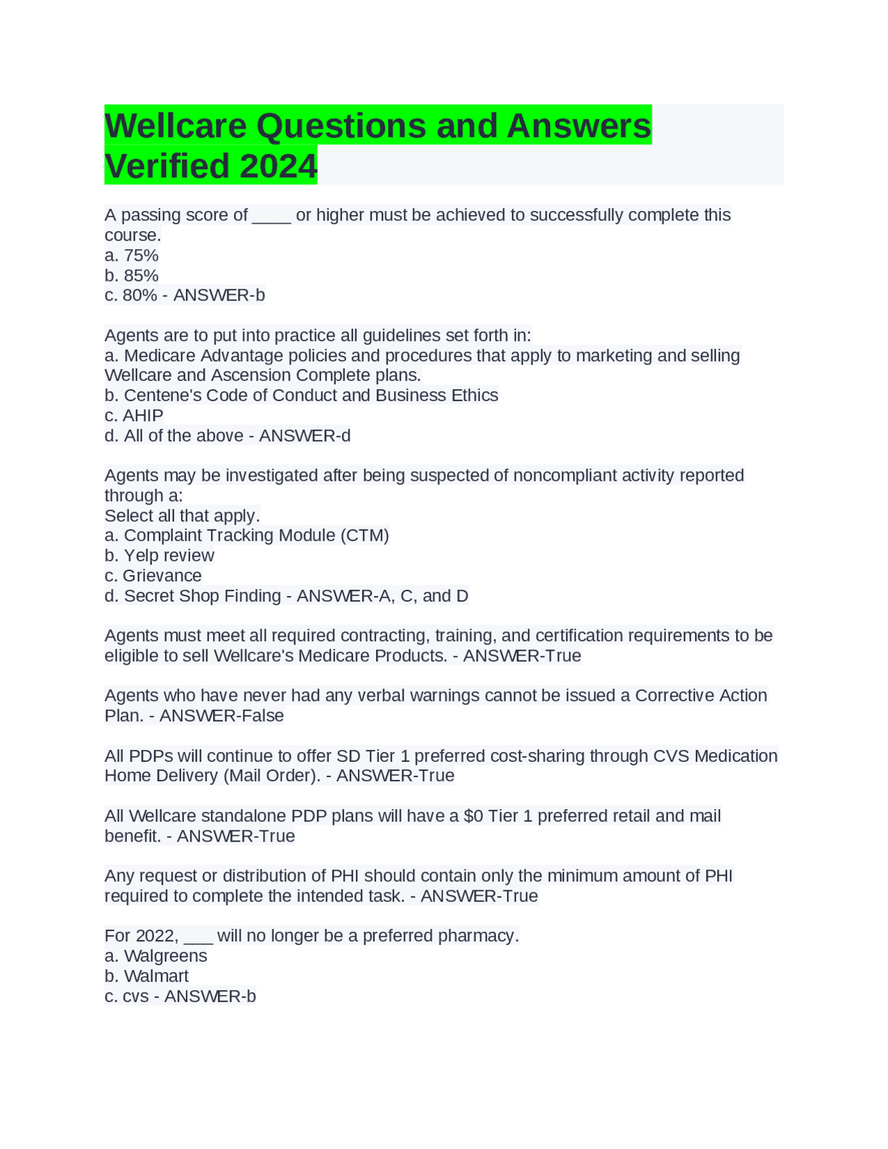 Wellcare Medicare Advantage and Prescription Drug Plan Compliance ...