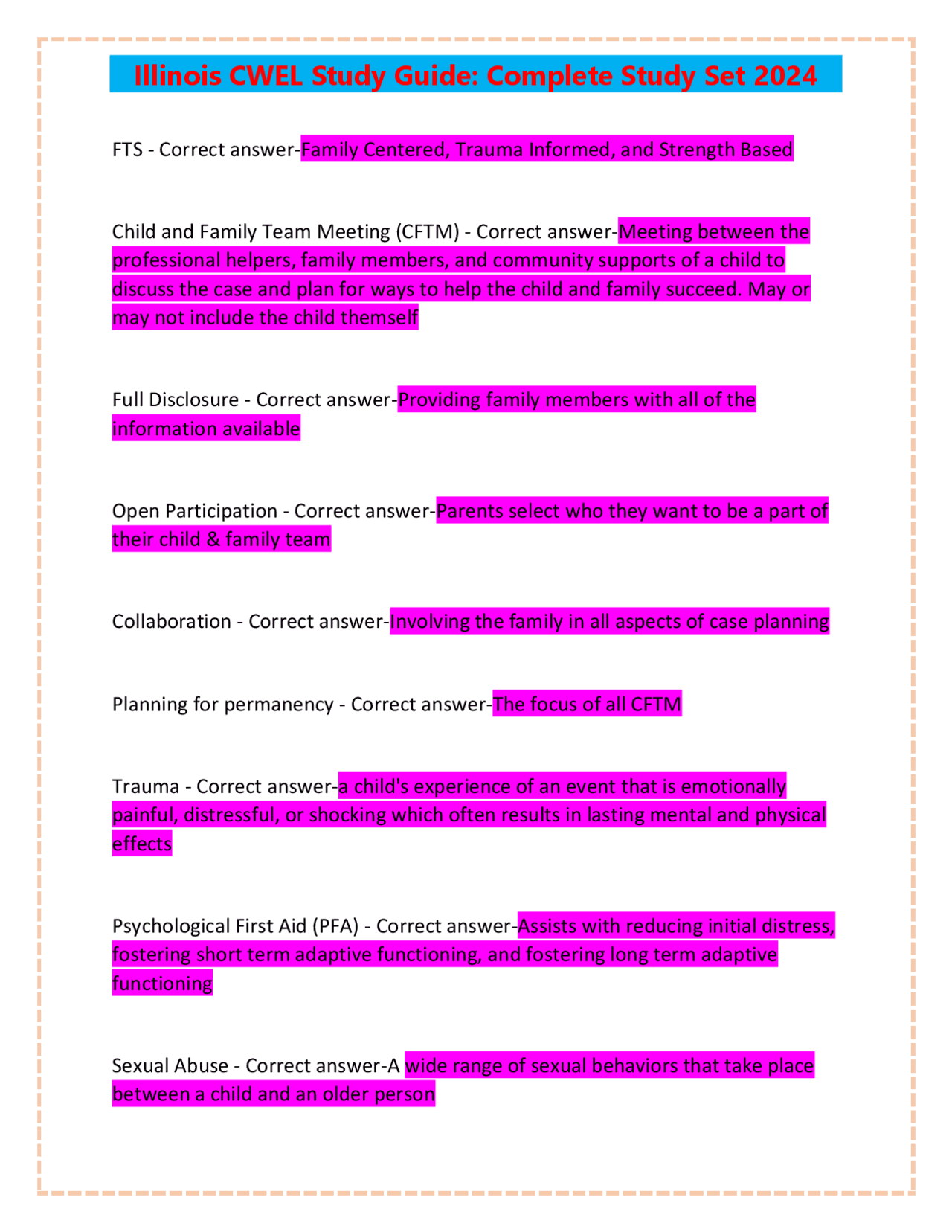 Illinois CWEL Study Guide: Complete Study Set 2024 | Exams Sociology of ...