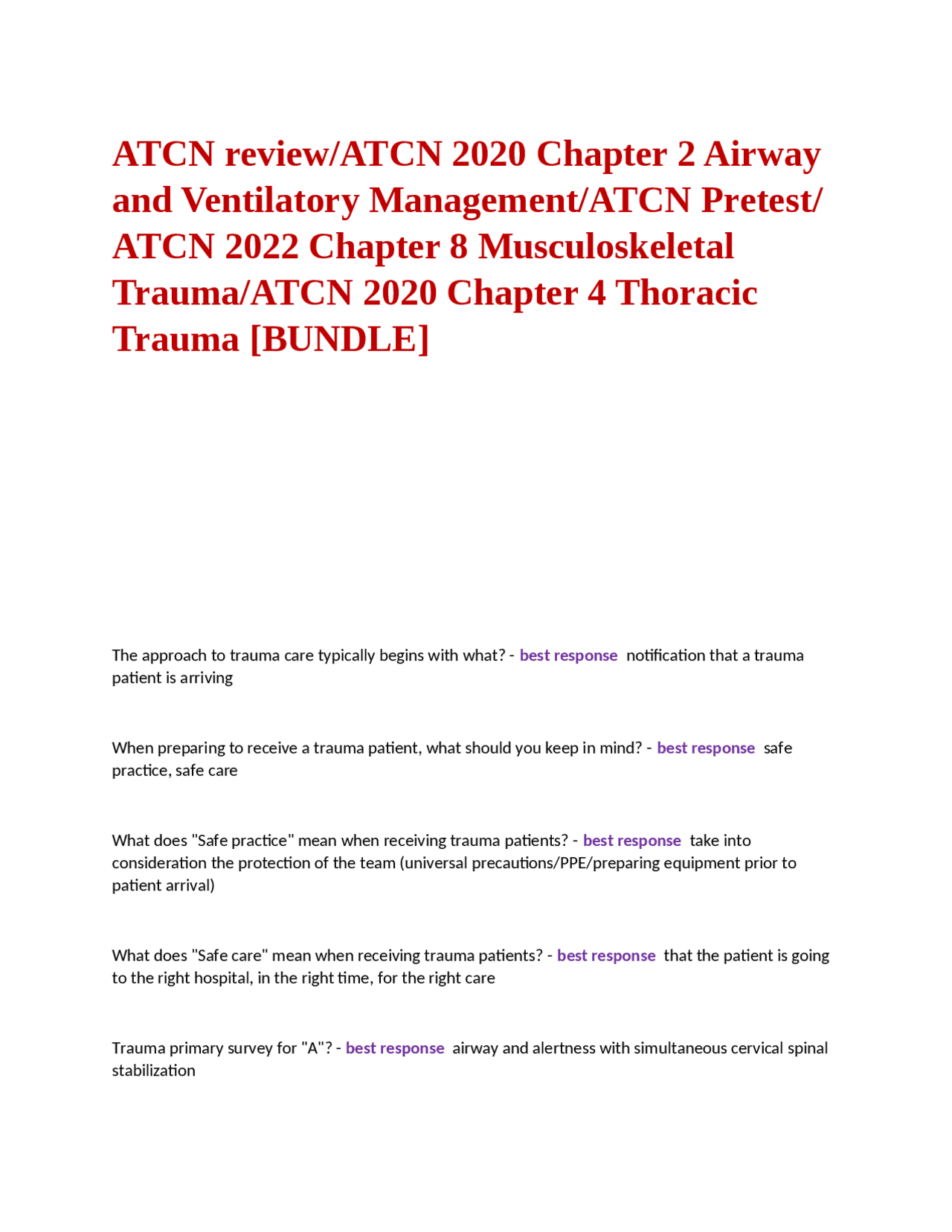 ATCN review/ATCN 2020 Chapter 2 Airway and Ventilatory Management/ATCN ...