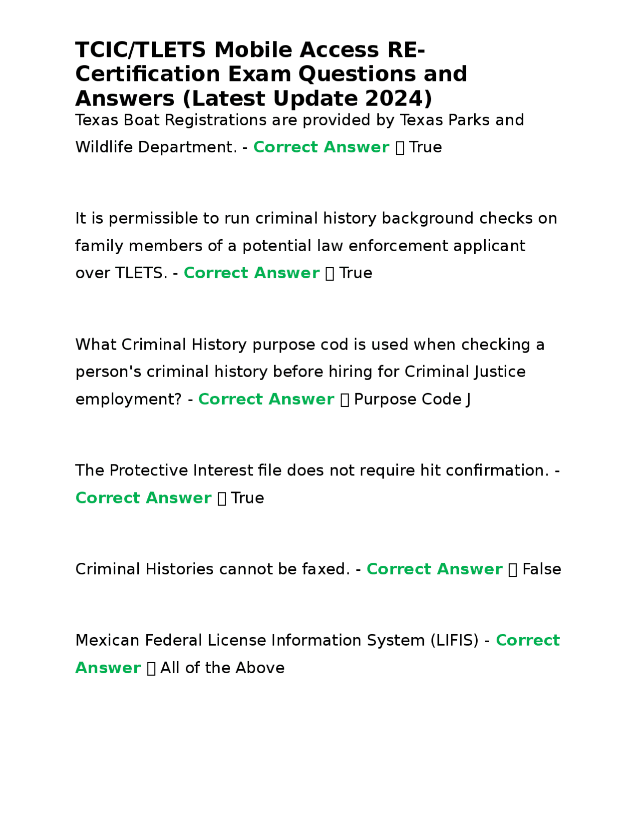 TCIC TLETS MOBILE ACCESS RECERTIFICATION TEST visual data 3
