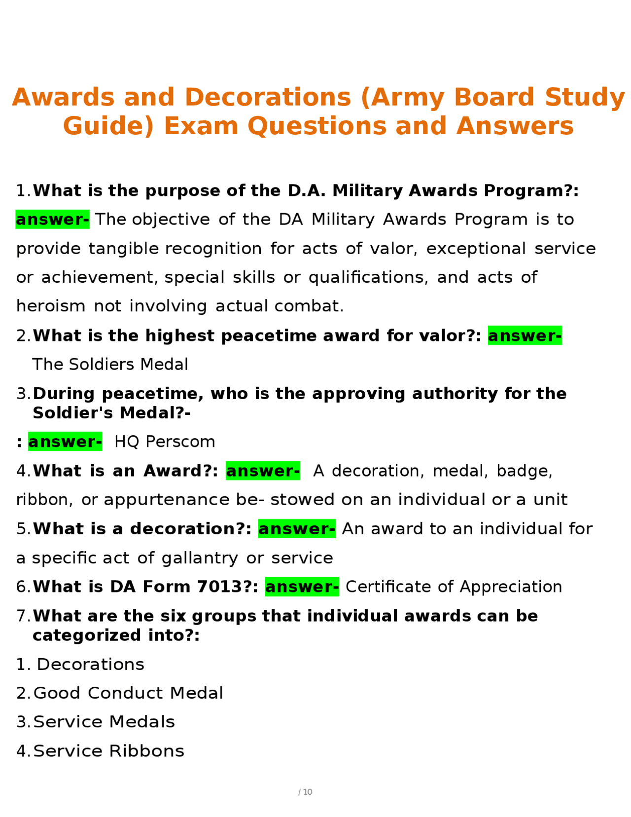 awards-and-decorations-army-board-study-guide-exam-questions-and-answers-exams-advanced-education-docsity