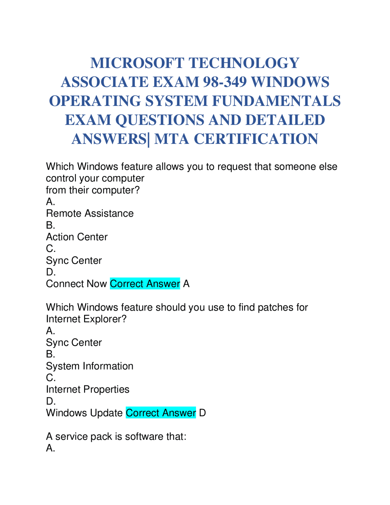 Windows 7 Operating System Features and Configuration | Exams Biology ...
