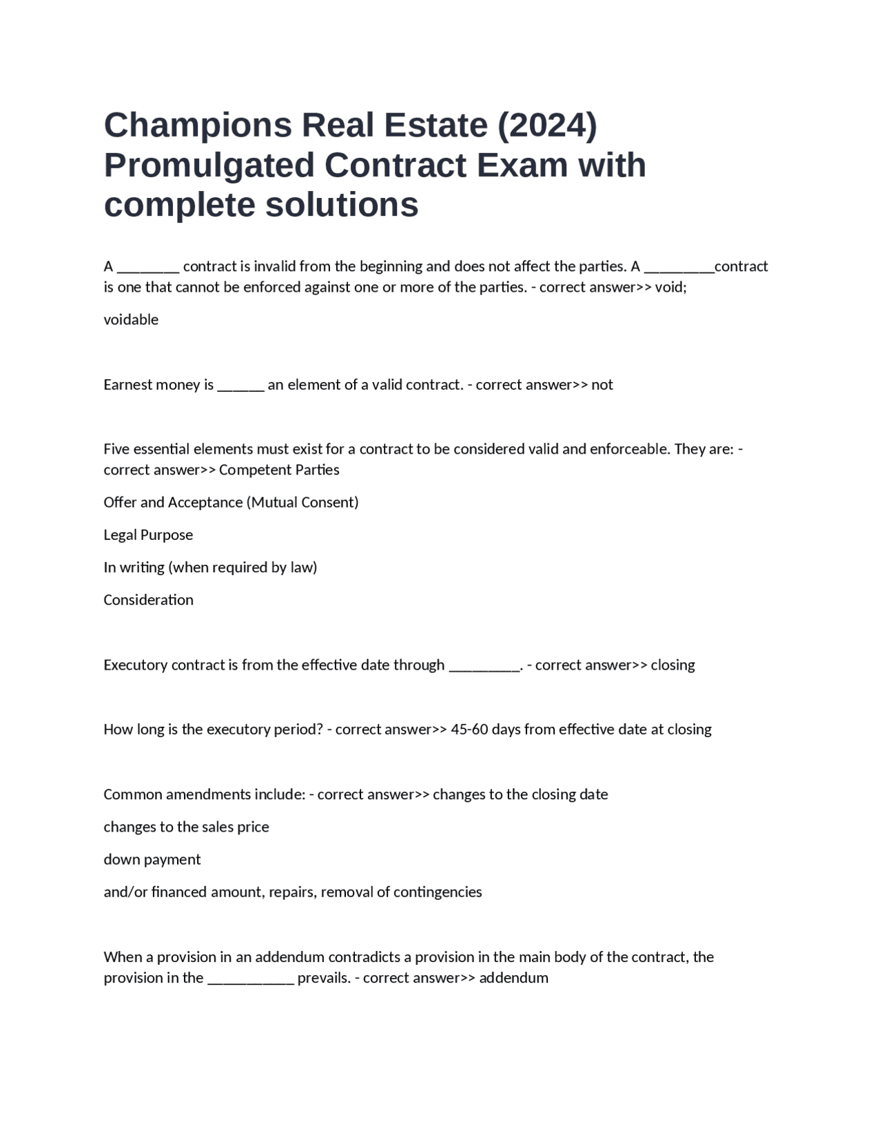 Essential Elements of a Valid and Enforceable Contract | Exams ...