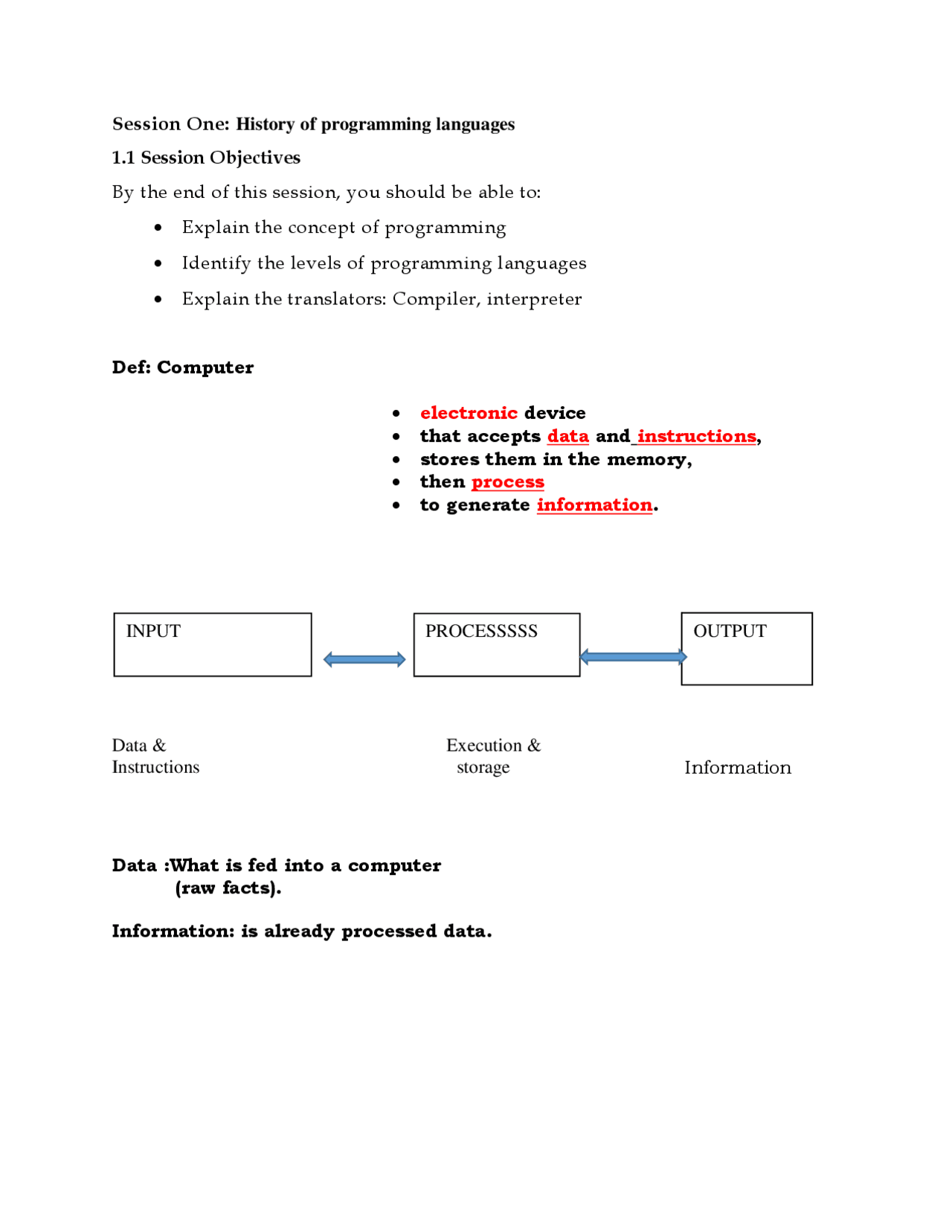 PROGRAMMING LANGUAGES INTRODUCTION | Lecture notes Programming ...