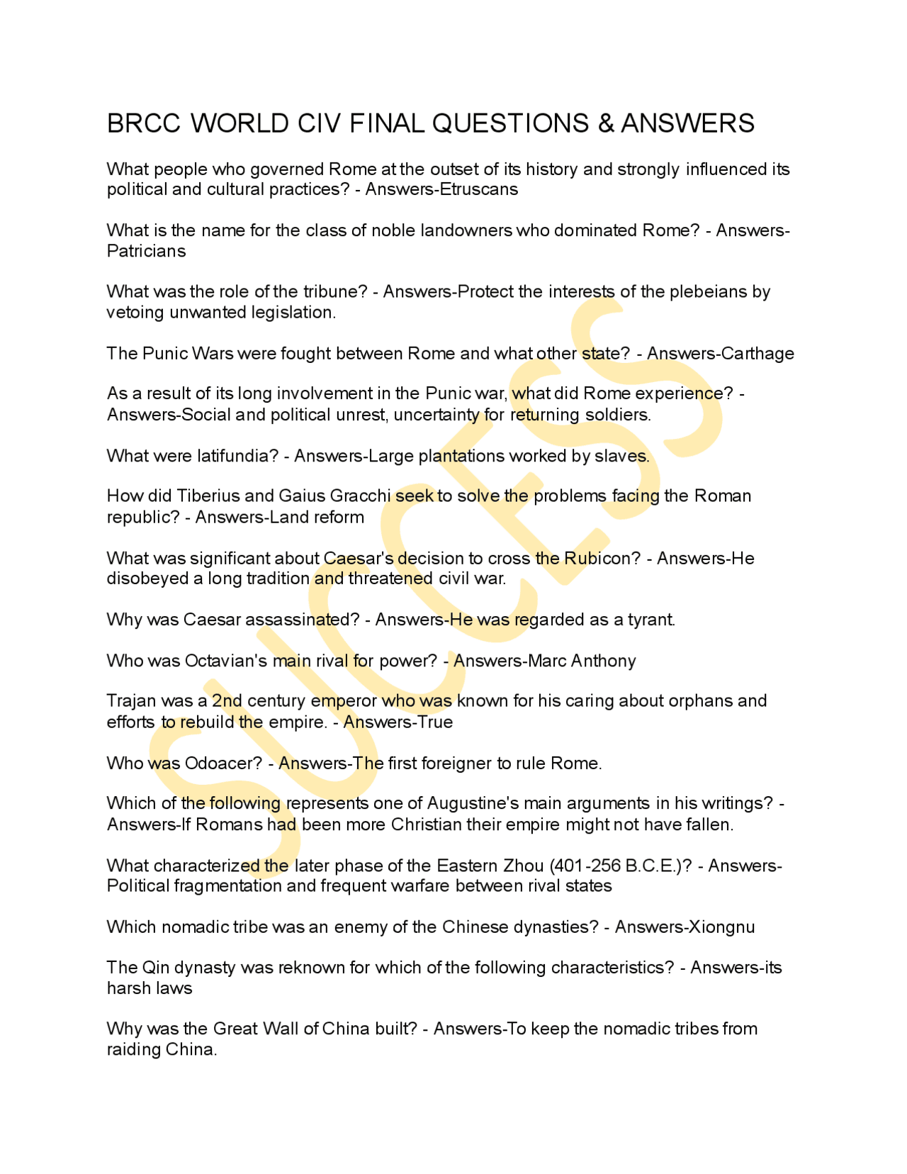 World Civilizations Final Exam Questions and Answers | Exams History ...