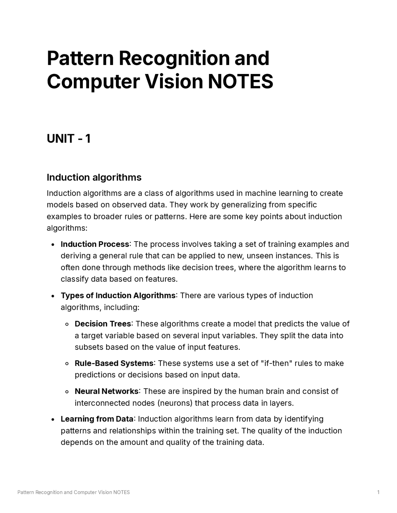GGSIPU pattern recognition and computer vision 7th Sem notes | Cheat ...