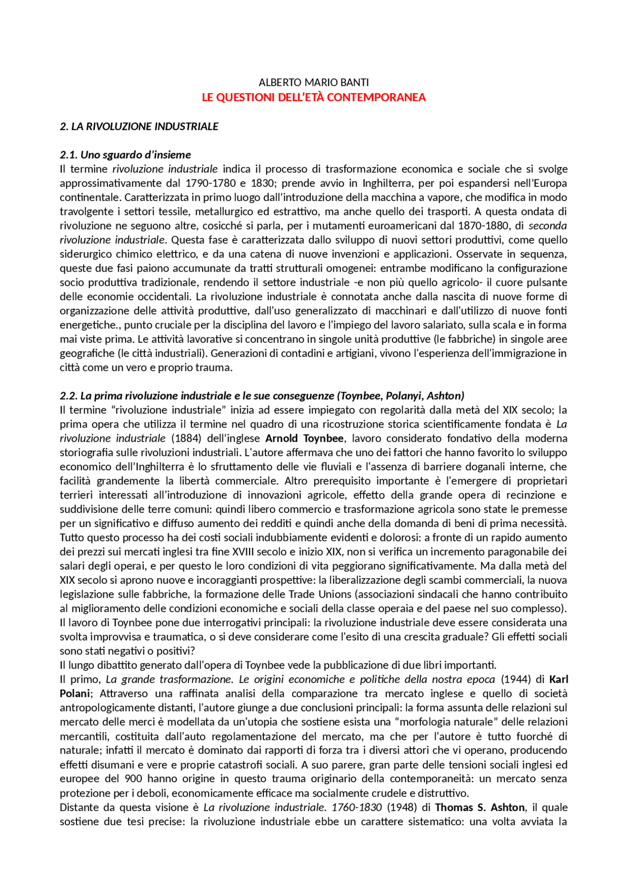 Le questioni dell'età contemporanea | Sintesi del corso di Storia ...