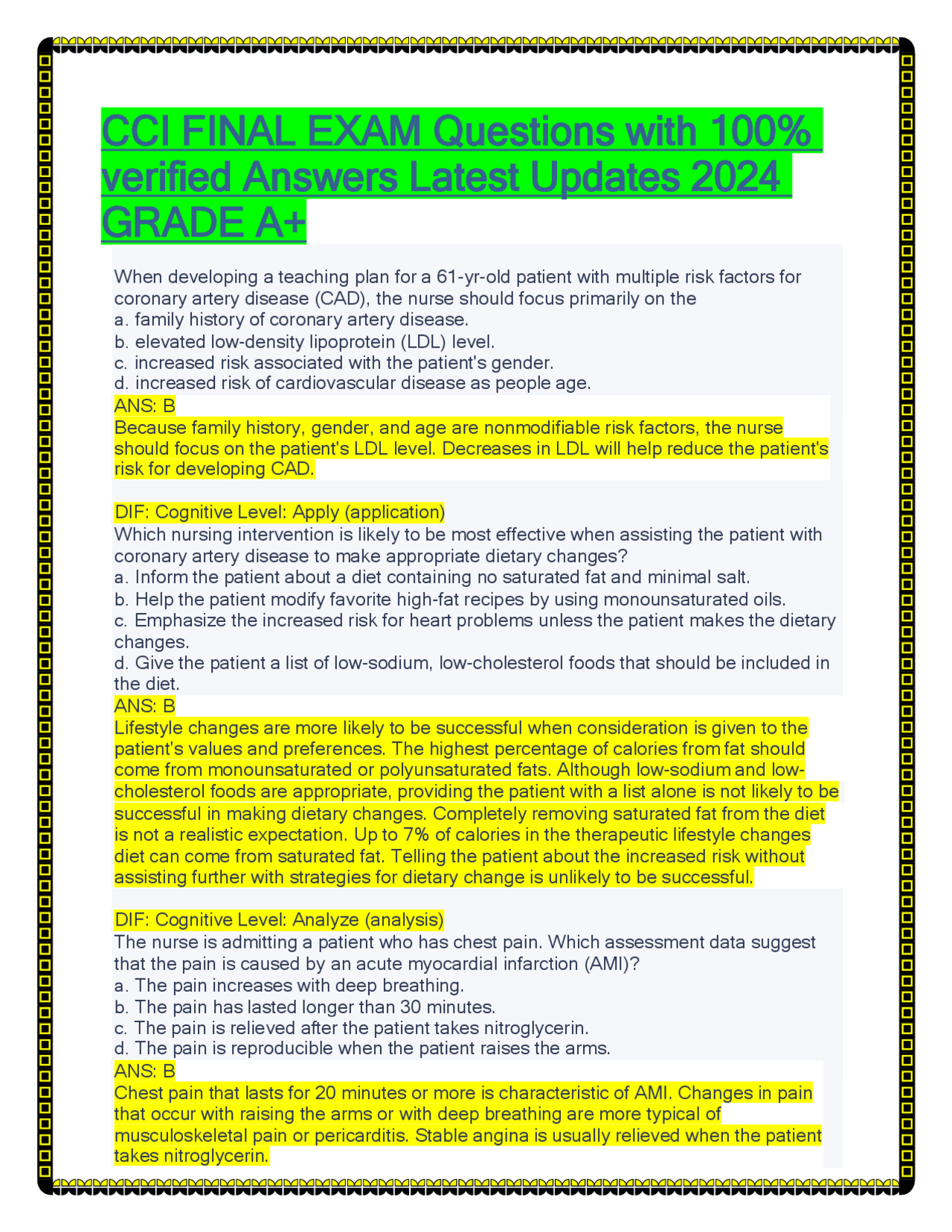 Per Cci Questionnaire.pdf CCI FINAL EXAM Questions with 100% verified Answers Latest Updates 2024 ...