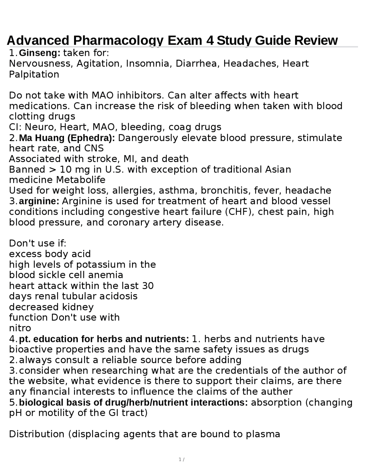 Advanced Pharmacology Exam 4 Study Guide Review | Study Guides ...