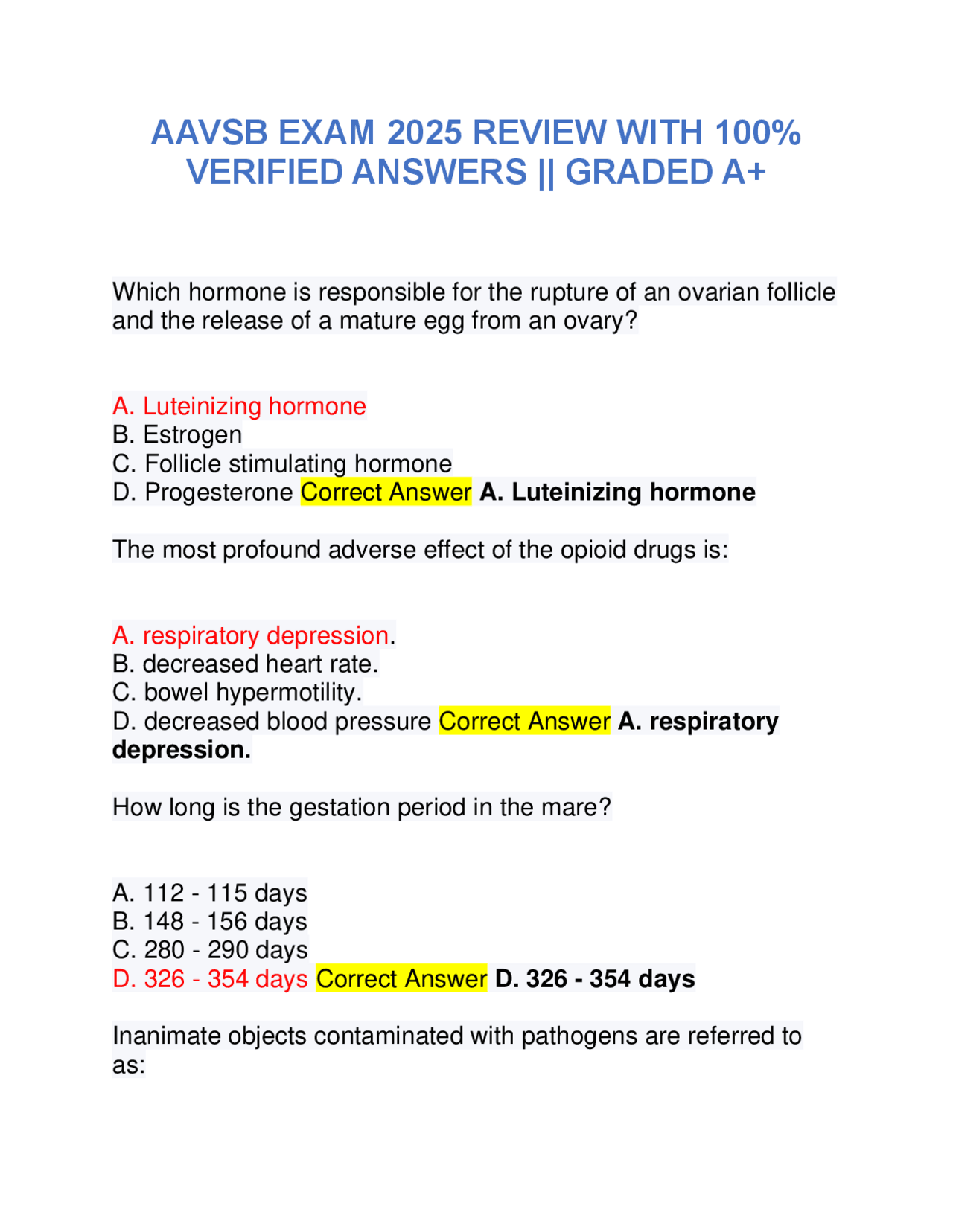 AAVSB 2025 EXAM REVIEW EXAM || LATEST UPDATE QUESTIONS AND CORRECT ANS ...