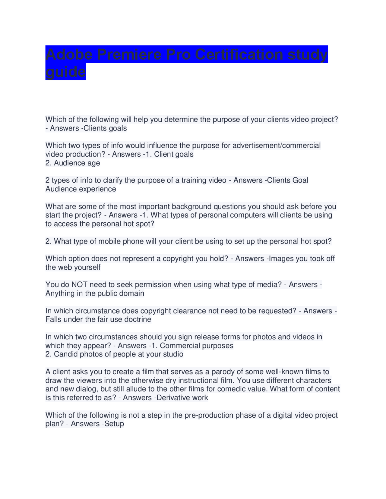 Adobe Premiere Pro Certification Study Guide Exams Advanced Education