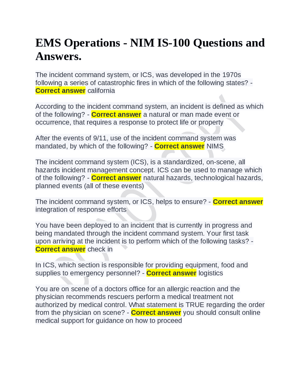 Incident Command System (ICS) and NIMS: Principles and Practices ...