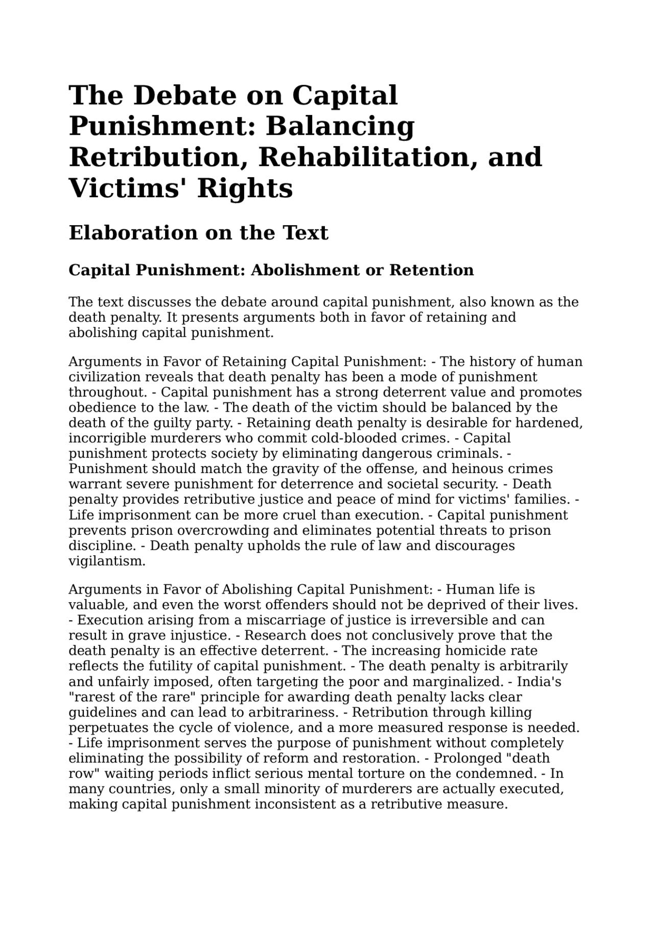 Capital Punishment: Debating the Ethics and Effectiveness | Study notes ...