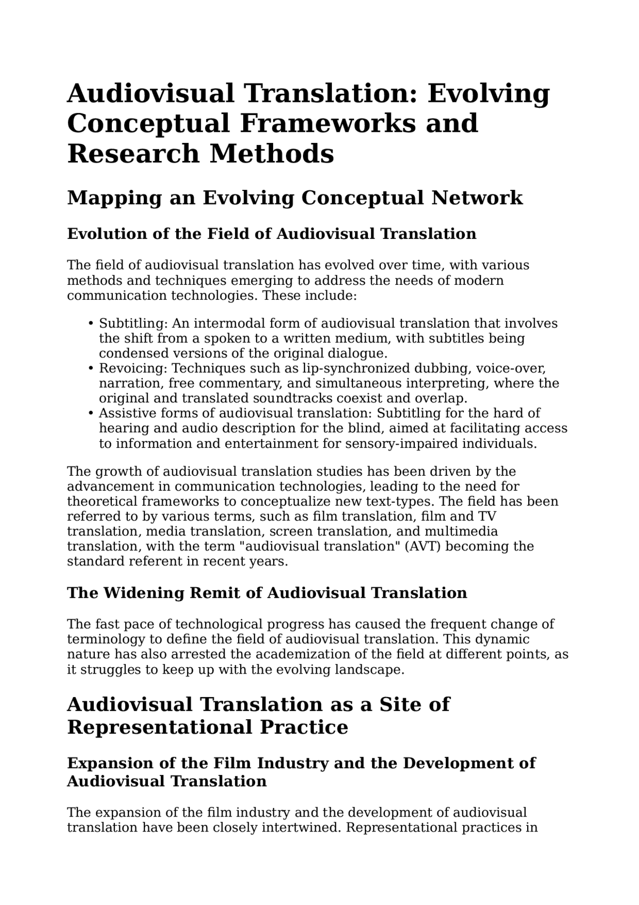 Audiovisual Translation: Evolving Conceptual Frameworks and Research ...