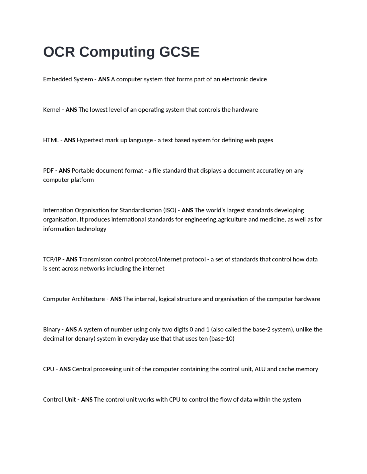 OCR Computing GCSE: Fundamental Computing Concepts | Exams Computer ...