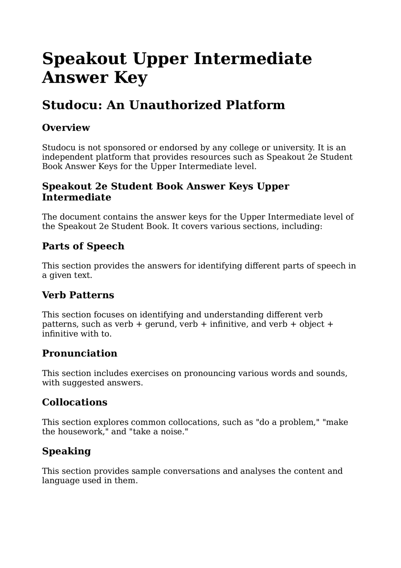 Speakout Upper Intermediate Answer Key: A Guide to Language Learning ...