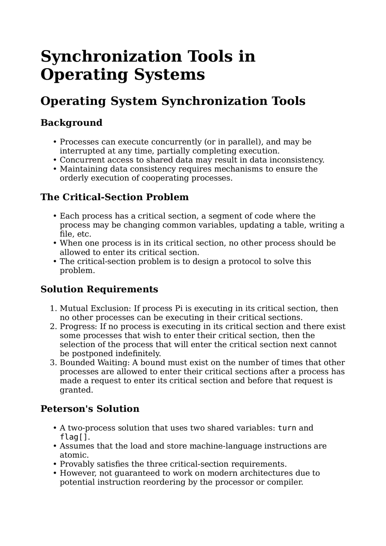 Critical Section Problem: Synchronization and Mutual Exclusion in ...