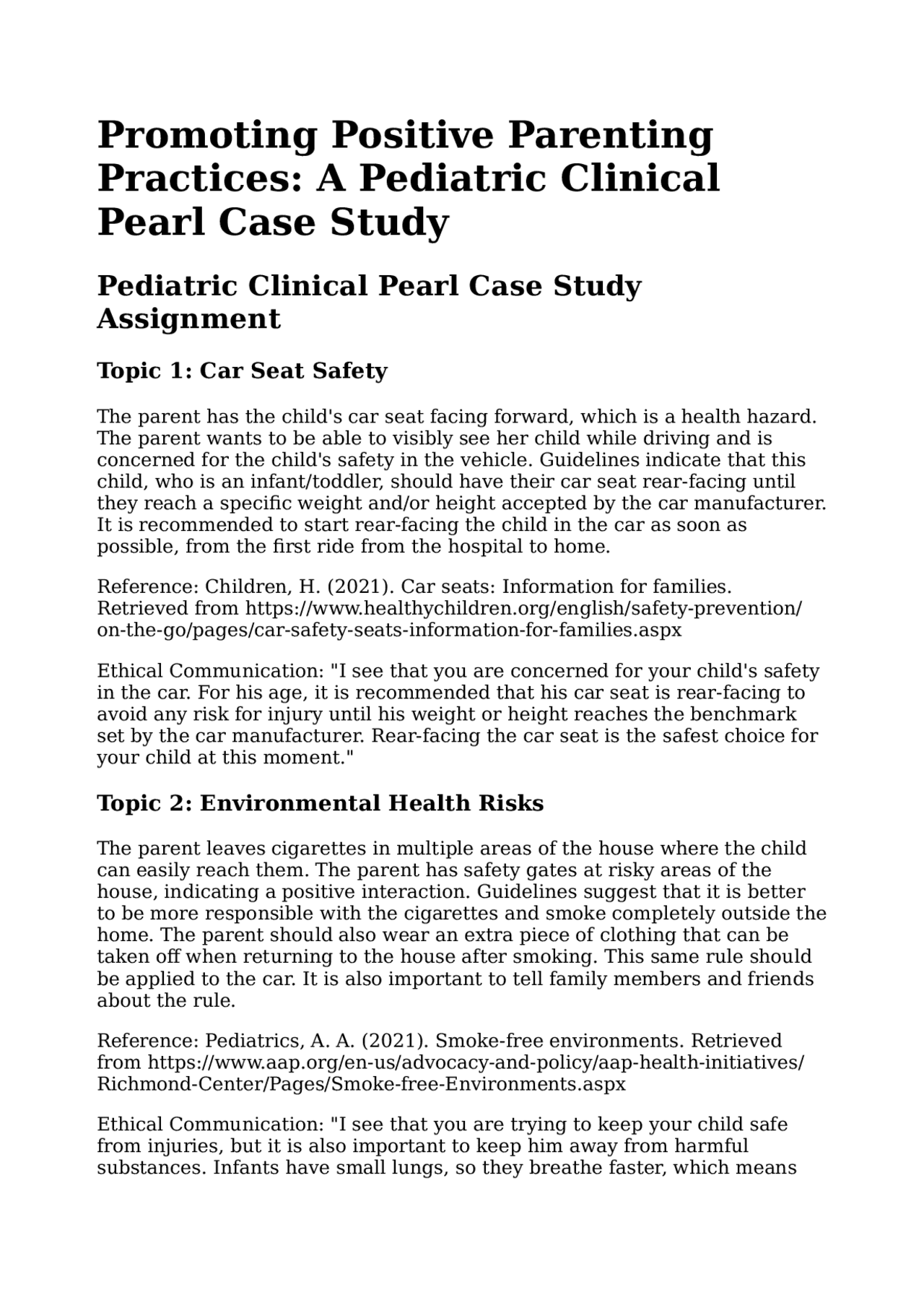 Pediatric Clinical Pearl Case Study: Promoting Positive Parenting ...