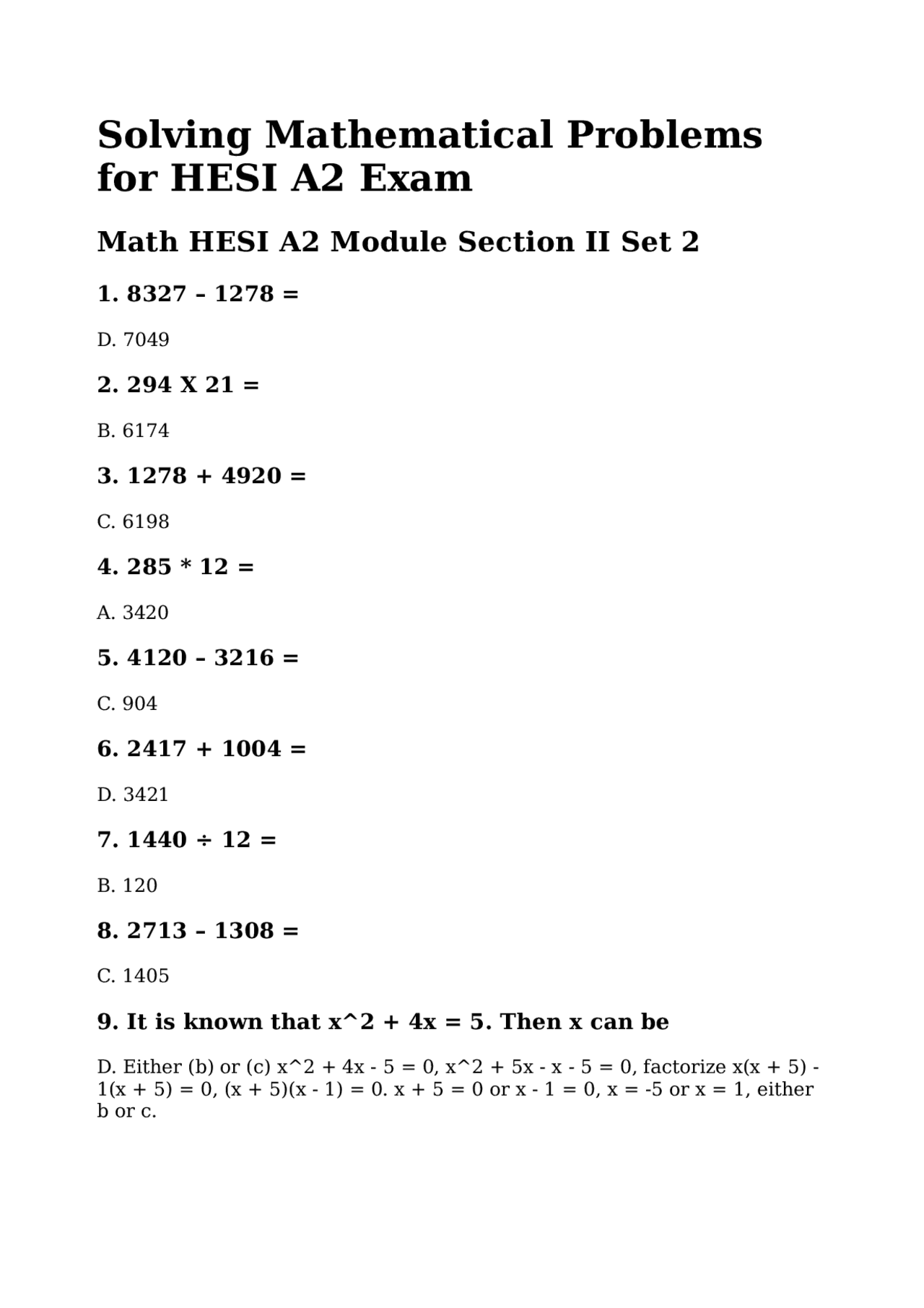 Math Problems Exam Math Practice Problems for Standardized Exams | Exams Mathematics | Docsity