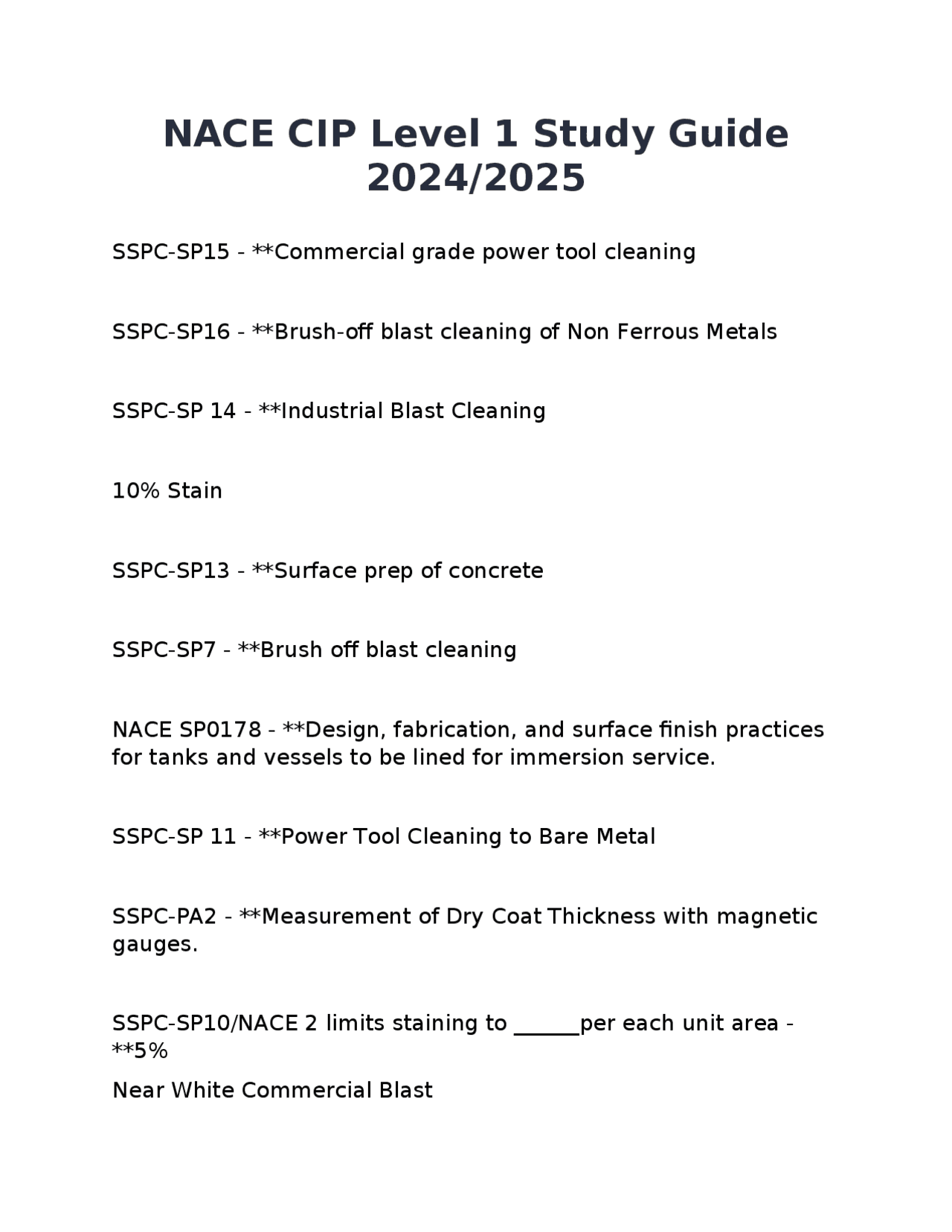 Cip Reference Guide NACE CIP Level 1 Study Guide 2024/2025 | Exams Civil Engineering | Docsity