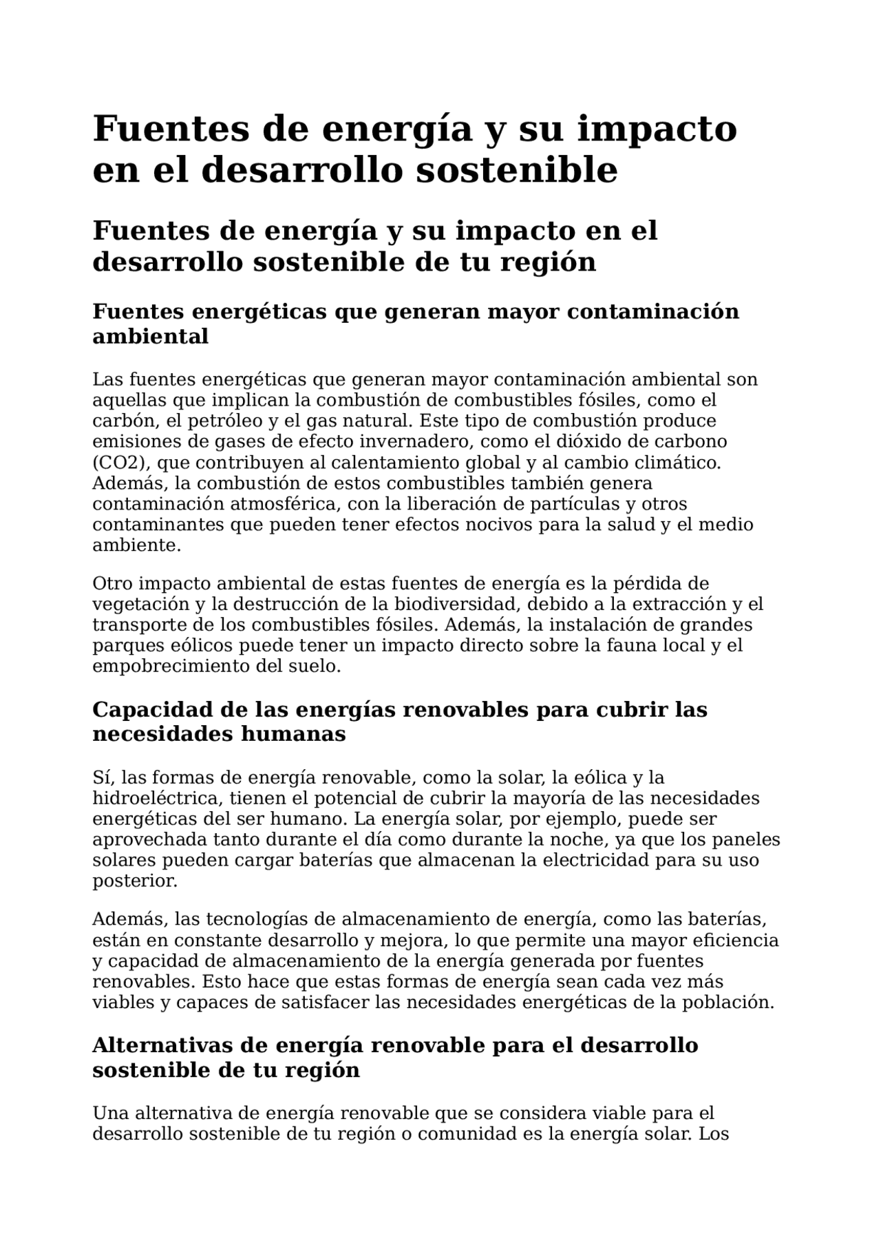 Fuentes de energía y su impacto en el desarrollo sostenible | Resúmenes ...